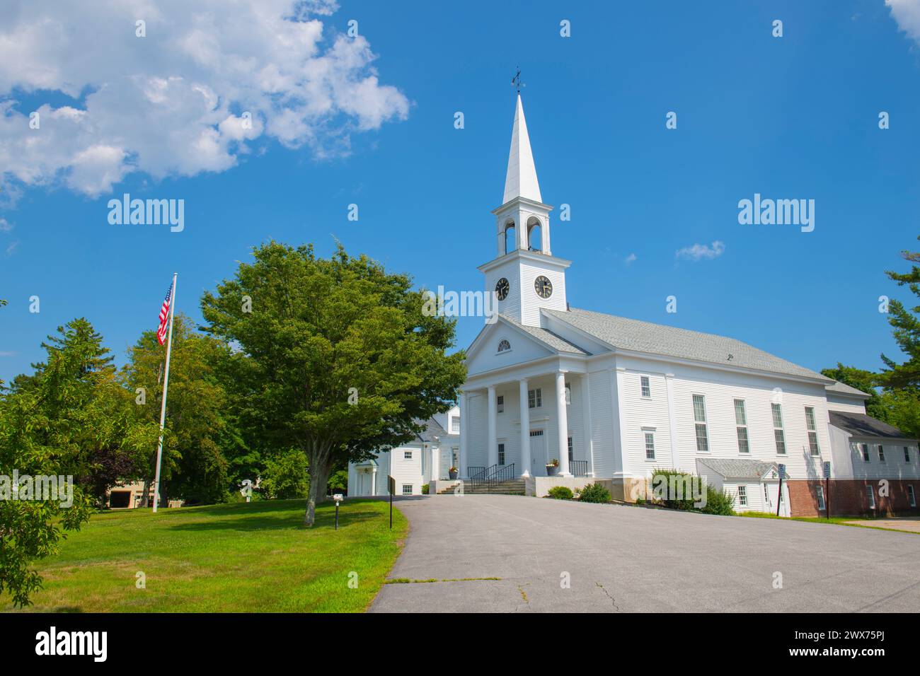 Rye Congregational Church al 580 di Washington Road nel centro storico di Rye, New Hampshire, New Hampshire, USA. Foto Stock