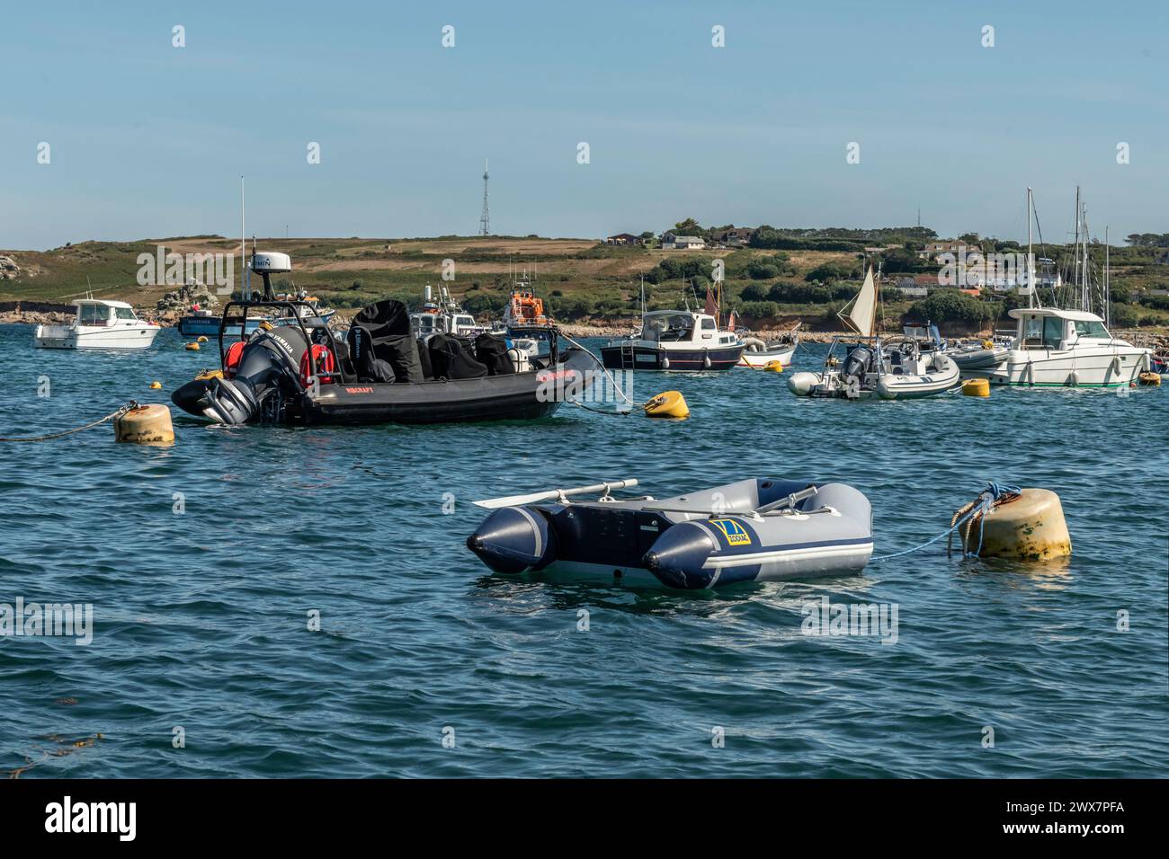 St Mary's Harbour, isole di Scilly Foto Stock