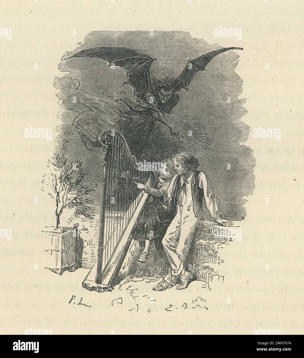 Sono passati giorni e mesi. Ero molto felice. A volte pensavo di essere troppo felice, non poteva durare." Parte i, capitolo XX. Illustrazione da 'Sans Famille', scritta da Hector Malot nel 1878. Edizione 1880 illustrata da Emile Bayard e pubblicata da Hetzel & Cie Foto Stock