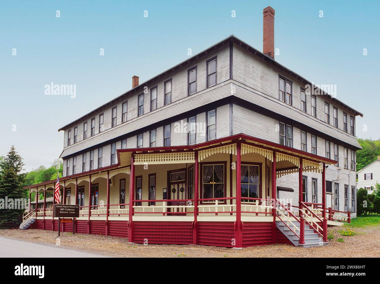 Ricostruito storico South Fork Clubhouse; ritiro per i ricchi; 1889; Johnstown Flood; Johnstown; Pennsylvania; Stati Uniti Foto Stock