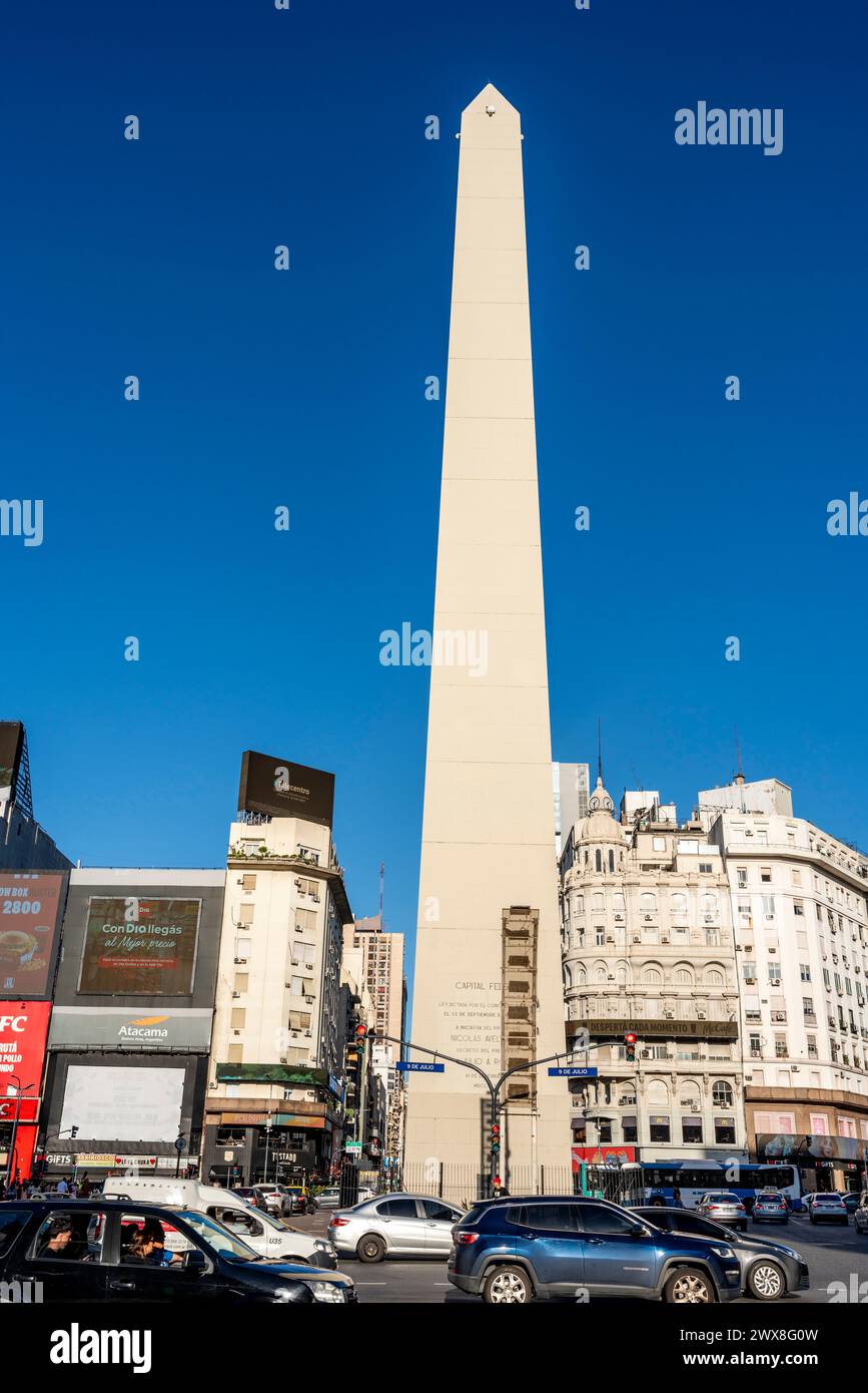 Obelisco de Buenos Aires, Plaza de la Republica, Buenos Aires, Argentina. Foto Stock