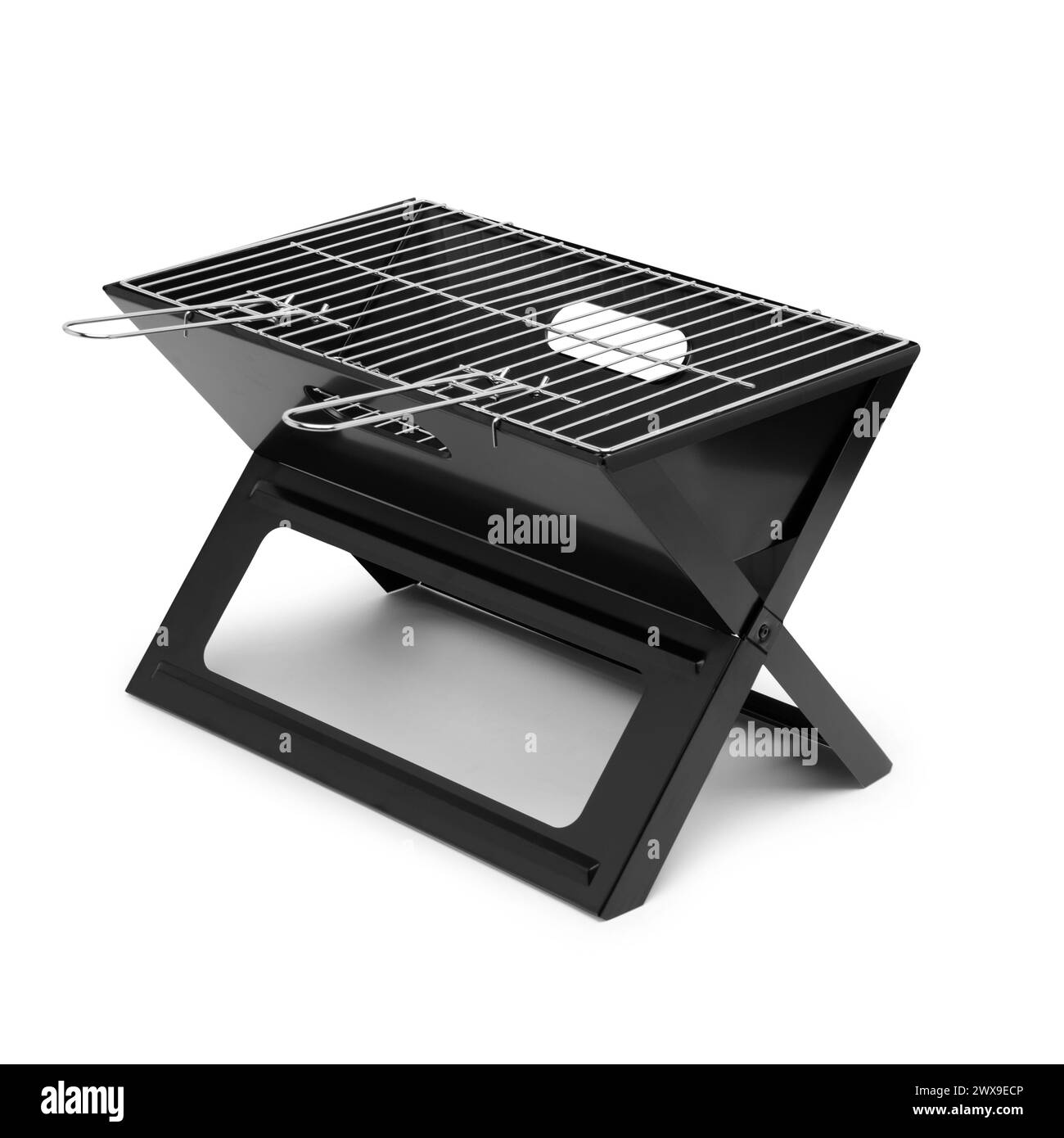 barbecue grill nero isolato su sfondo bianco. rendering 3d. Foto Stock