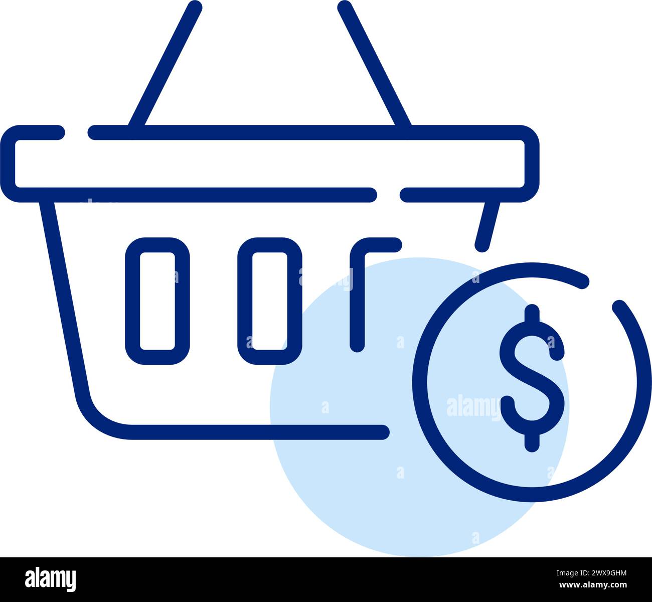 Carrello e simbolo del dollaro. Convenienza e convenienza per gli acquirenti, prezzi convenienti. Icona Pixel Perfect Illustrazione Vettoriale