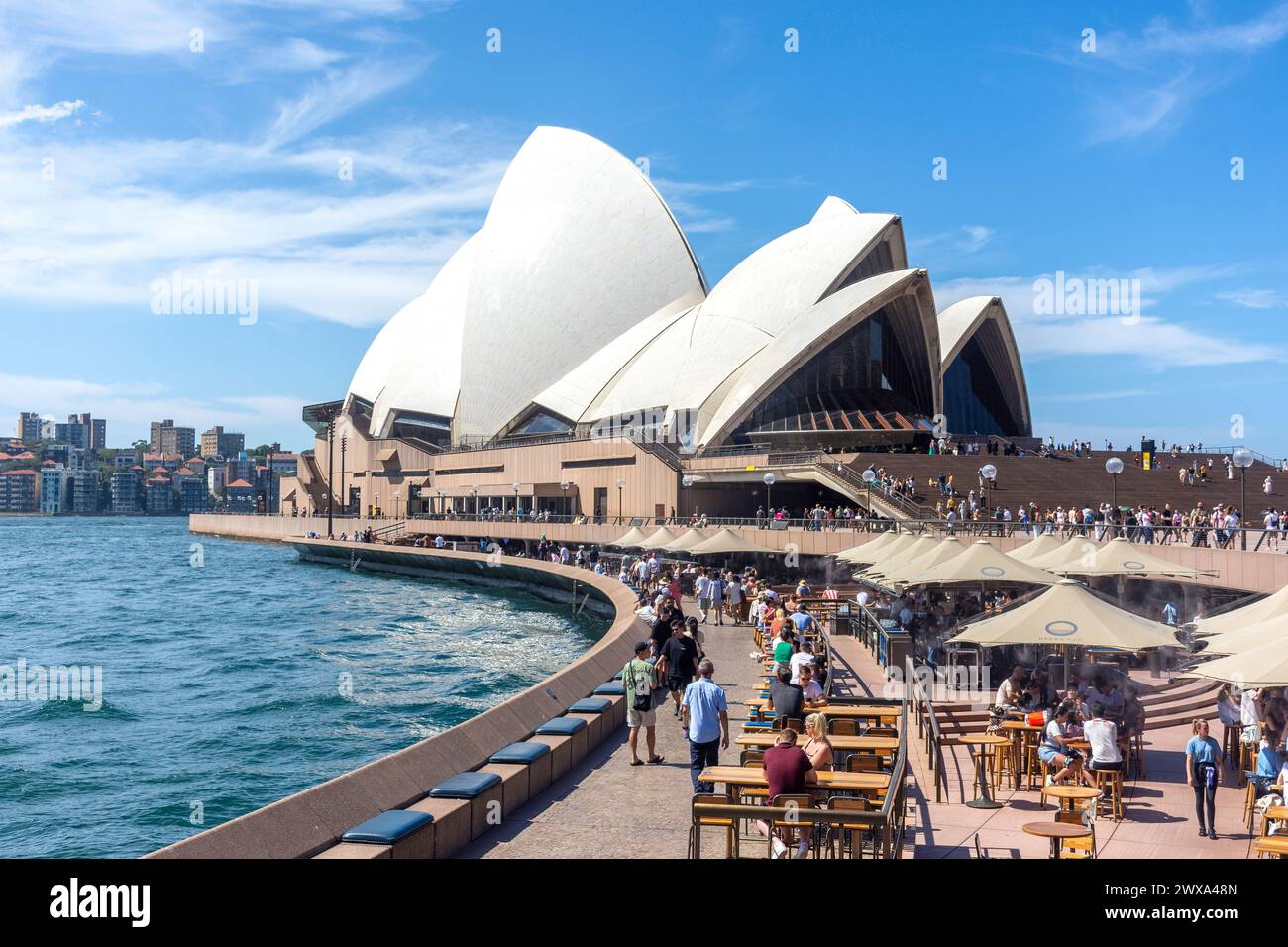 Sydney Opera House su Bennelong Point, Sydney Harbour , Sydney, New South Wales, Australia Foto Stock