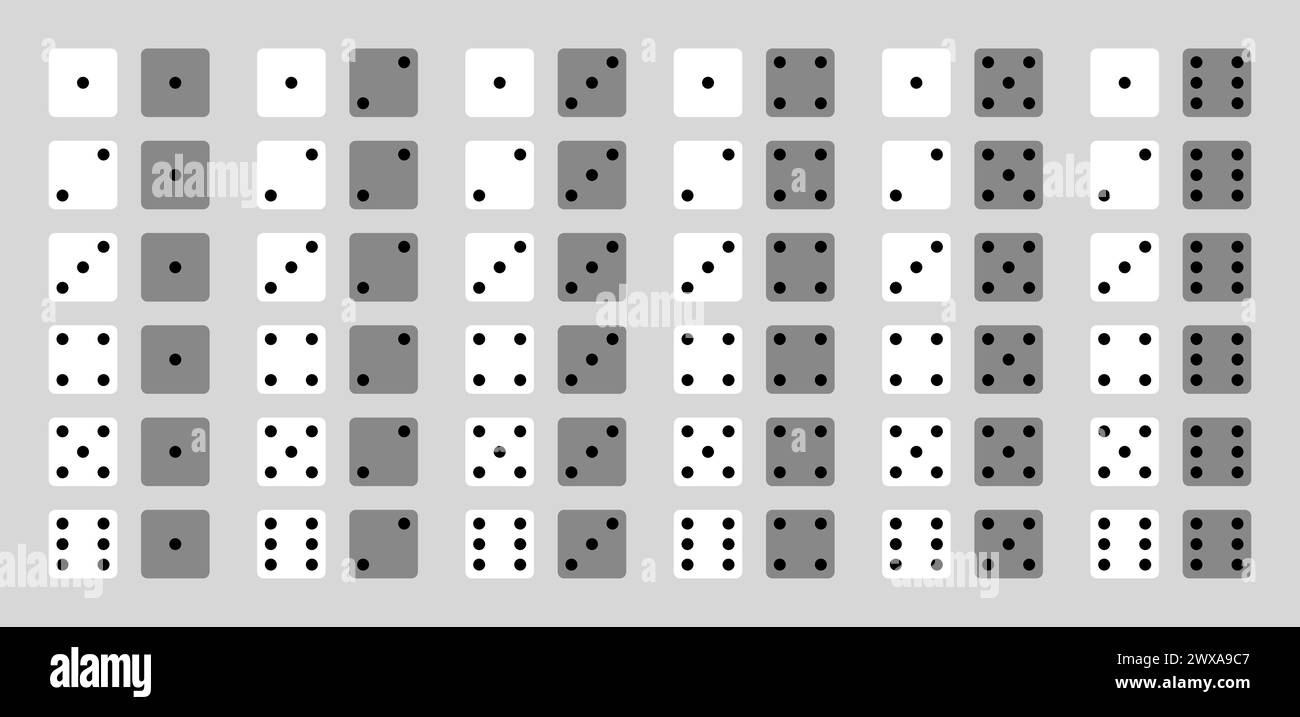 Schema di combinazioni di dadi: Giochi e gioco d'azzardo Illustrazione Vettoriale