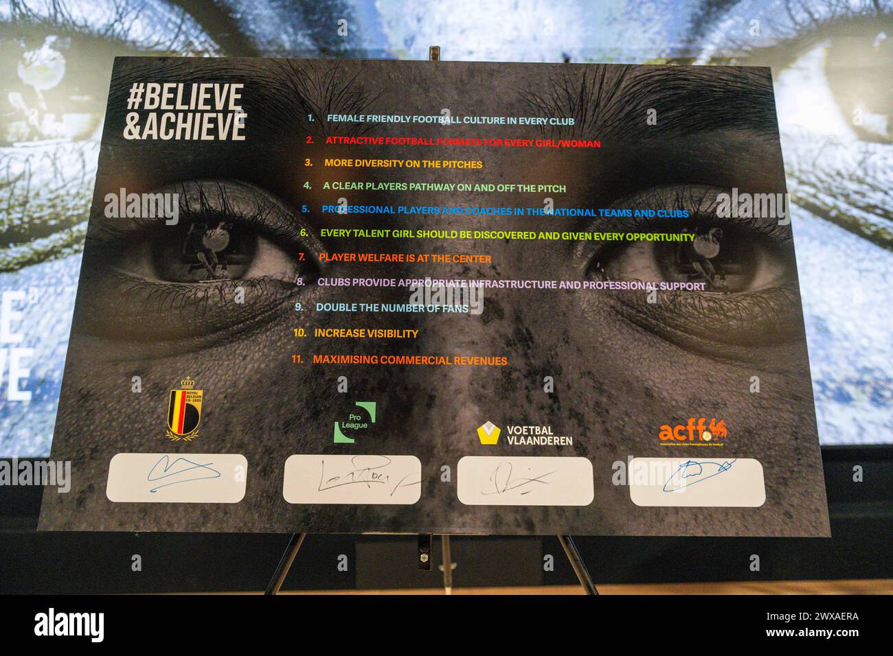 Tubeke, Belgio. 29 marzo 2024. Nieuwe strategie vrouwenvoetbal, venerdì 29 marzo 2024 a Tubeke, Belgio. Crediti: Sportpix/Alamy Live News Foto Stock