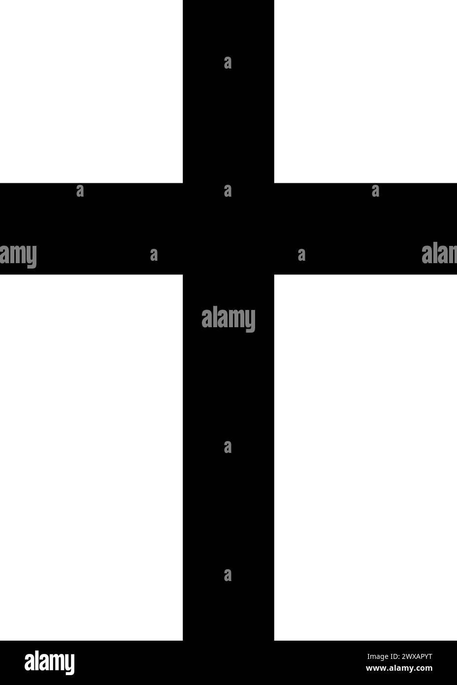 Illustrazione vettoriale dell'icona croce di religione su sfondo bianco. La croce cristiana è un simbolo della passione di Gesù Cristo (mostrata è semplice croce latina) Illustrazione Vettoriale