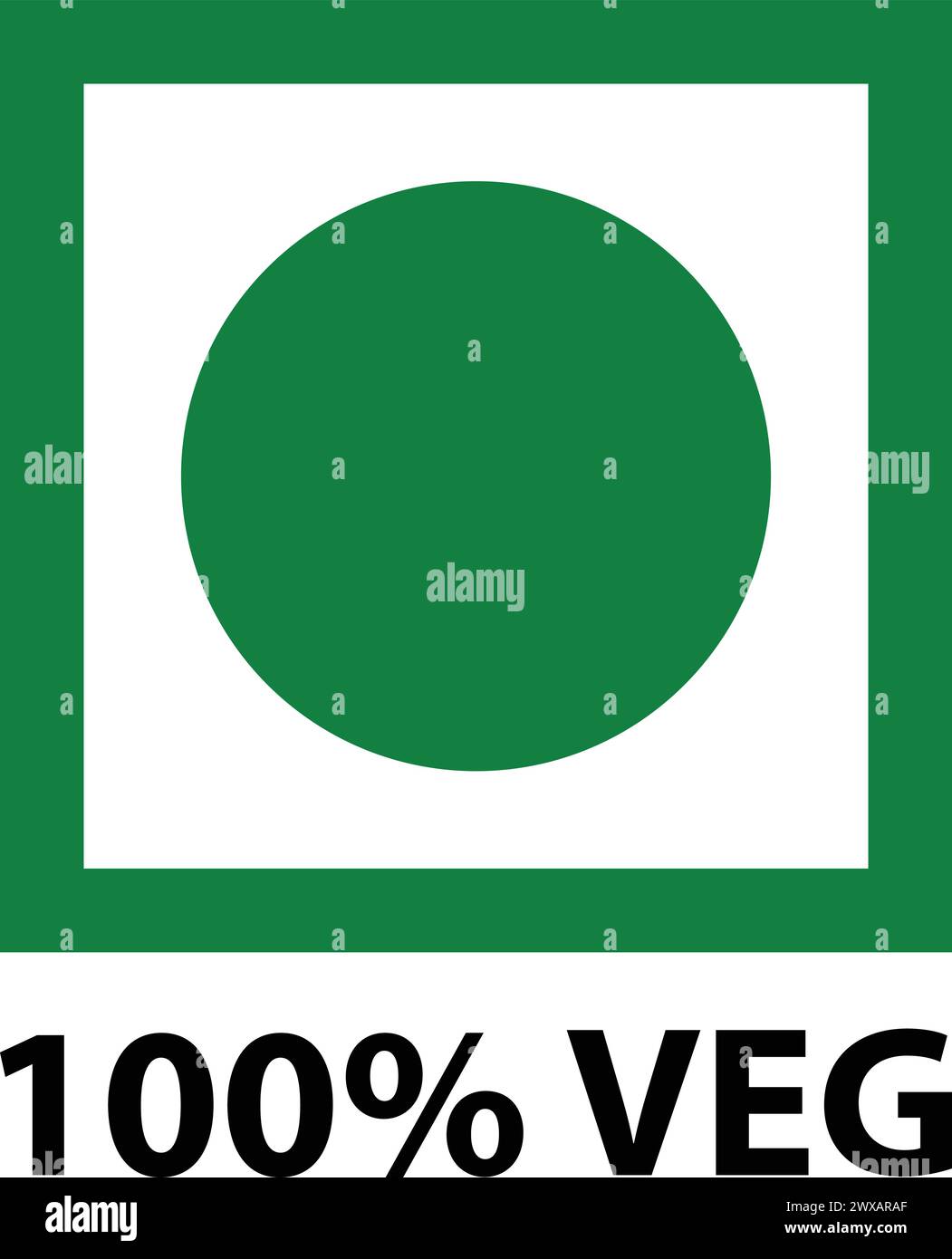 Cartello vegetariano, logo Veg, simbolo Veg, segno di colore verde, segno di grado alimentare, 100% verdura scritta Illustrazione Vettoriale
