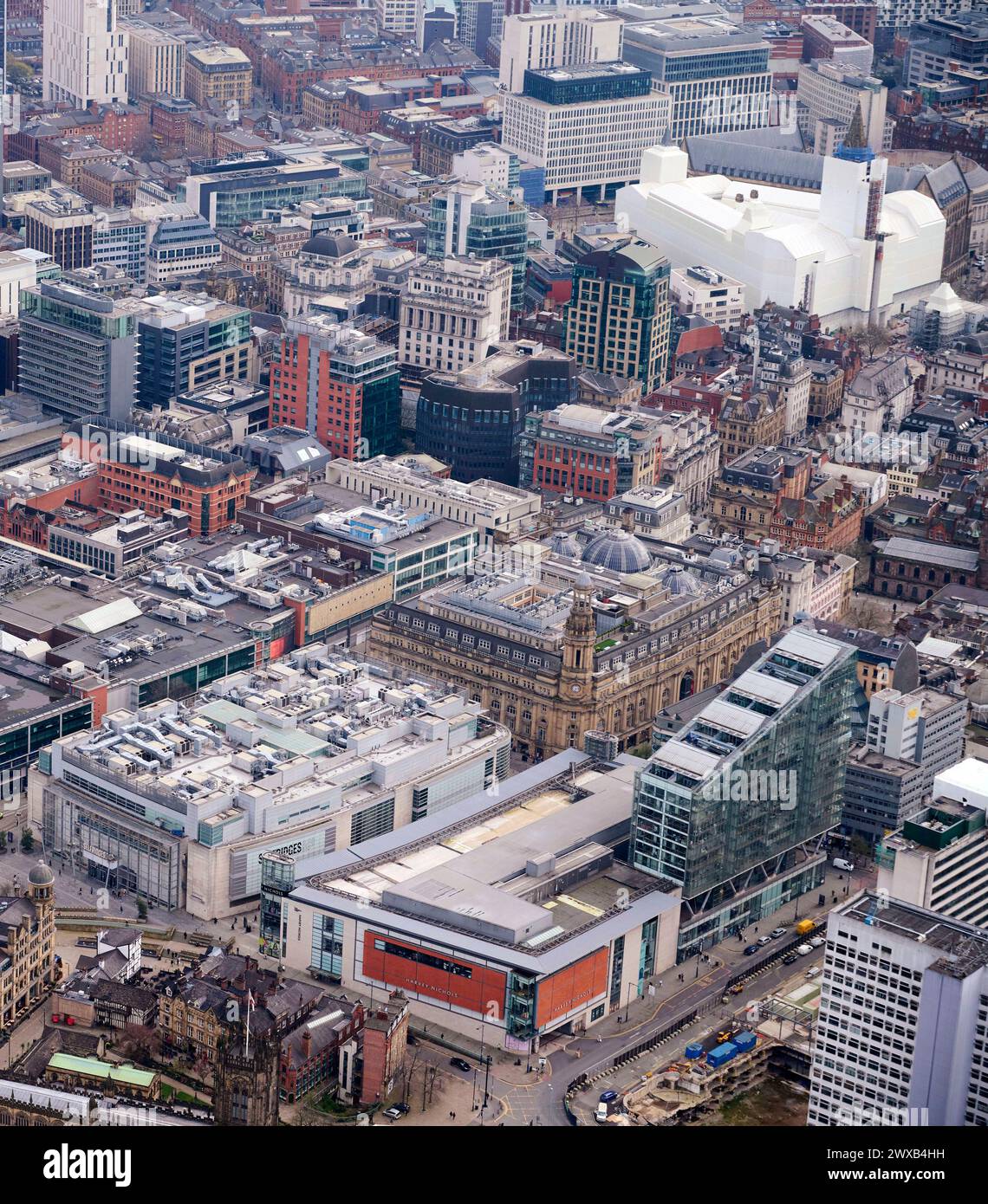 Vista aerea del centro di Manchester, Inghilterra nord-occidentale, Regno Unito Foto Stock