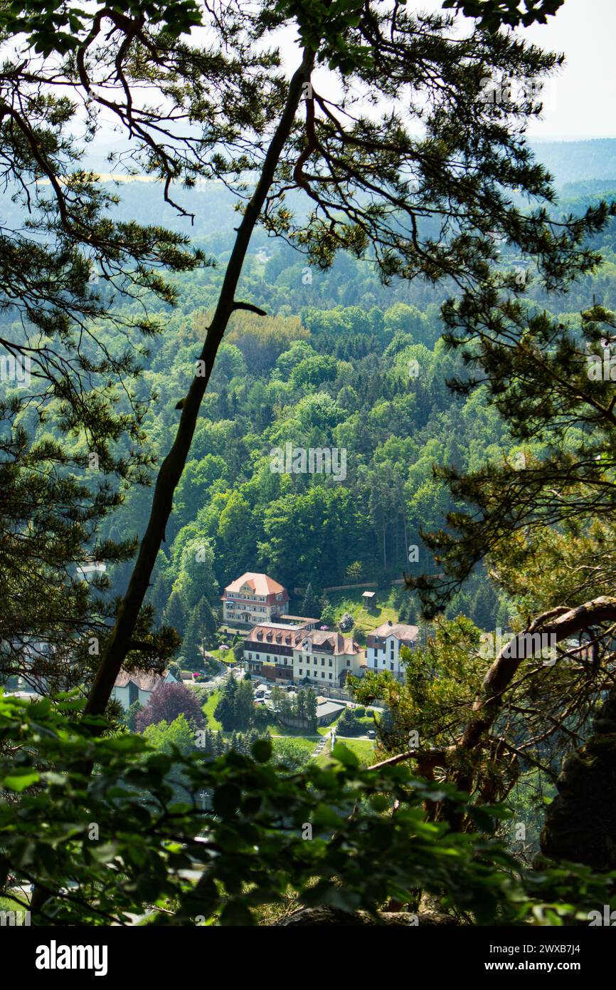 locanda appartata nella foresta della Svizzera sassone Foto Stock