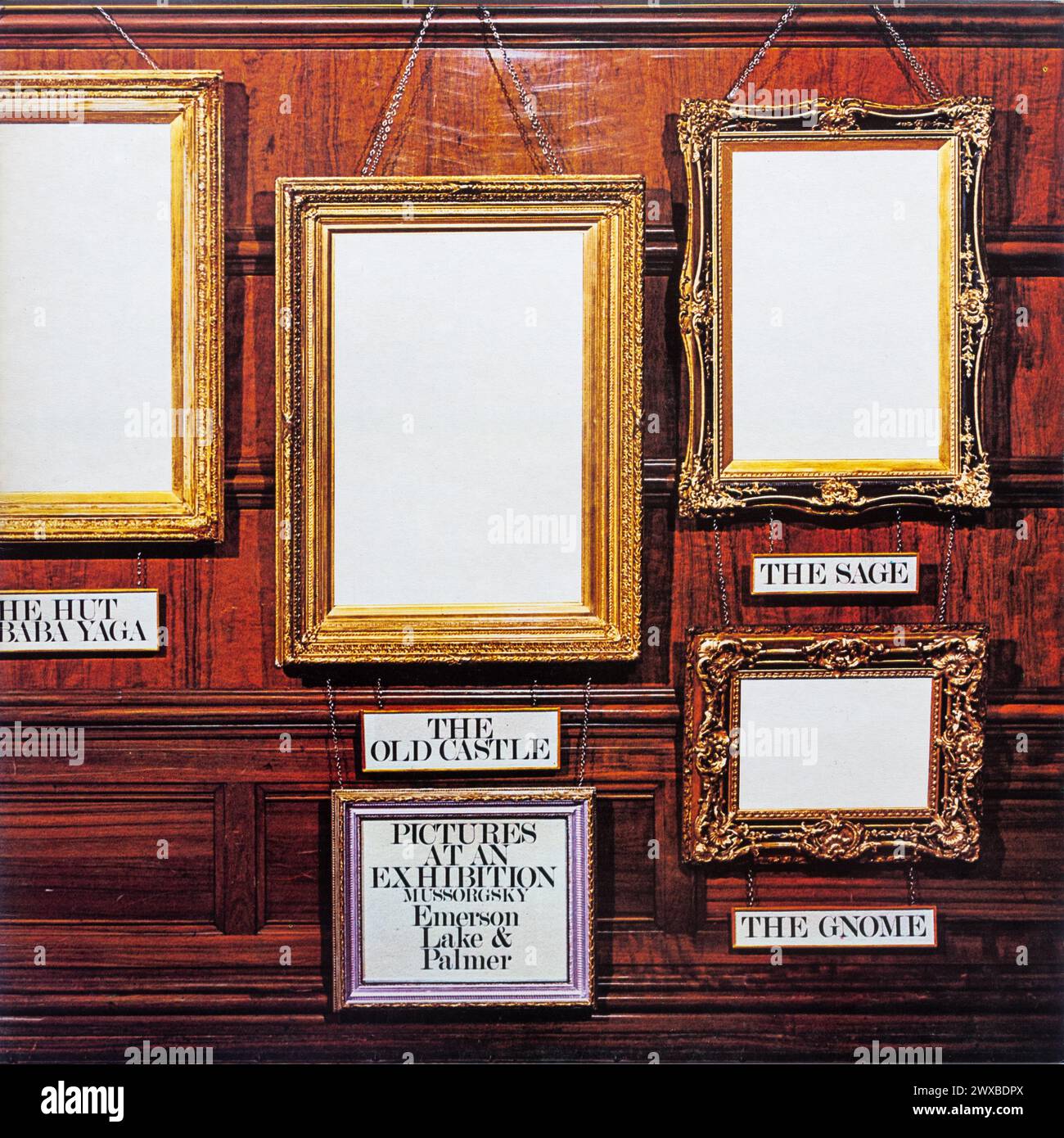 Pictures at an Exhibition, un album dal vivo del 1971 del gruppo progressive rock inglese Emerson, Lake & Palmer, copertina in vinile LP Foto Stock