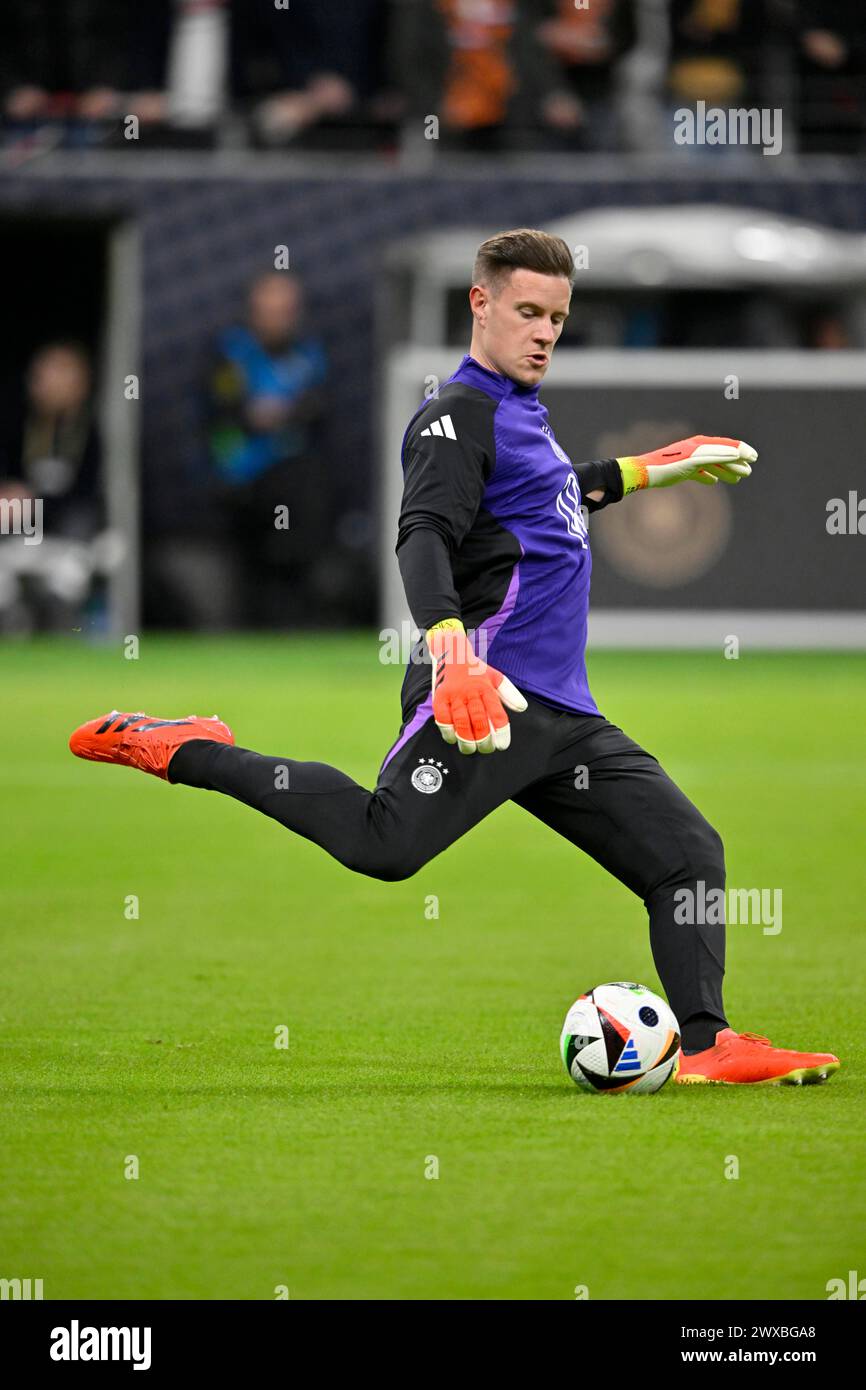 Portiere Marc-Andre ter Stegen GER riscaldamento, allenamento, partita internazionale Germania GER vs Paesi Bassi NED, Deutsche Bank Park, stadio, Francoforte Foto Stock