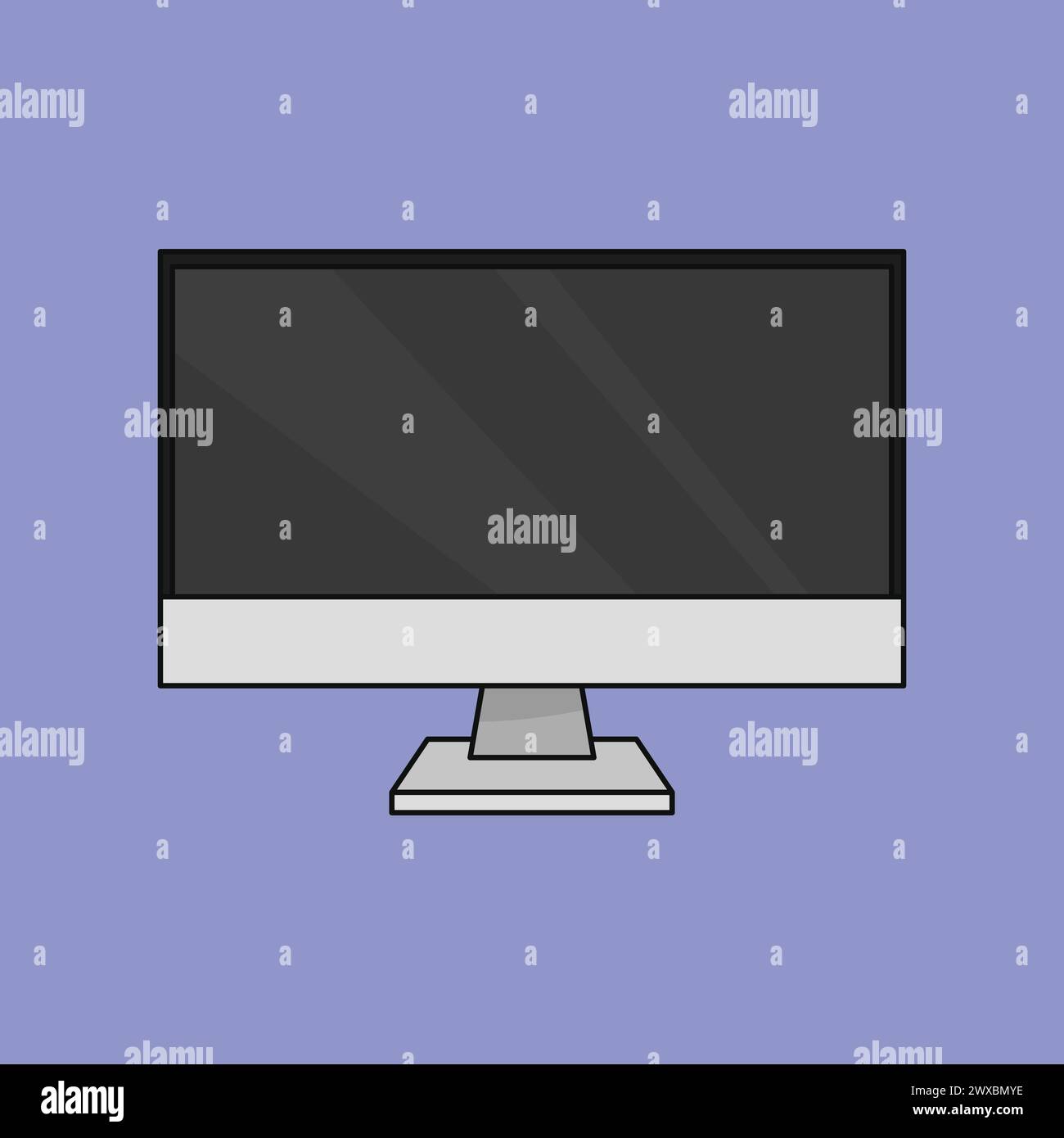 Schermata del monitor del computer icona illustrazione vettoriale del computer icona vettoriale del computer icona monitor dell'ufficio icona LCD monitor del computer moderno schermo piatto Illustrazione Vettoriale
