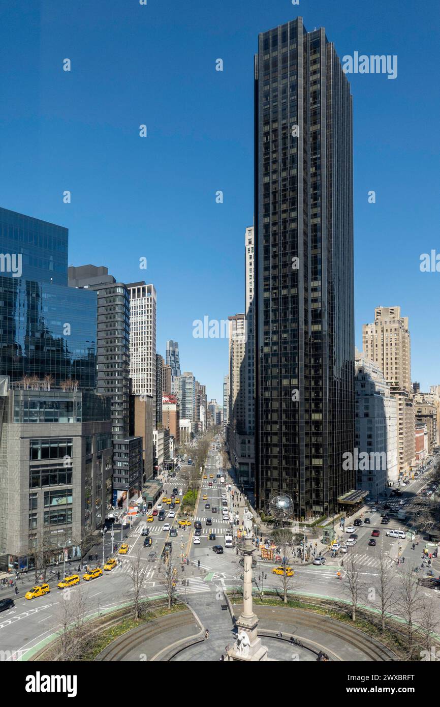 Columbus Circle Shot dal Robert Restaurant, 2024, NYC, USA Foto Stock