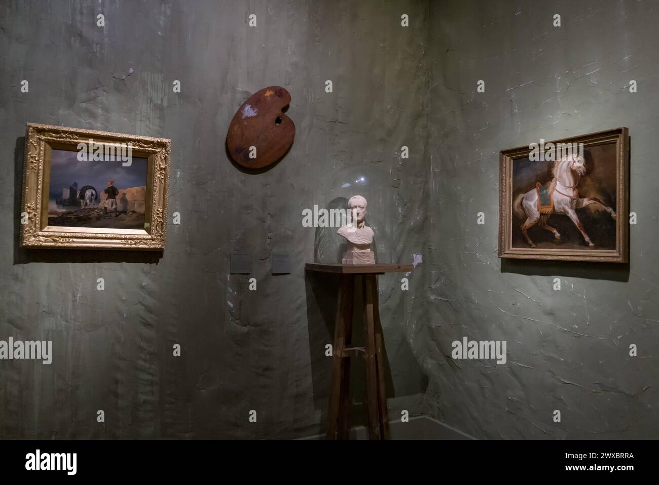 Interno della Reggia di Versailles, castello francese e monumento storico, la residenza del Re Sole Luigi XIV Mostra del pittore Horace Vernet. Foto Stock