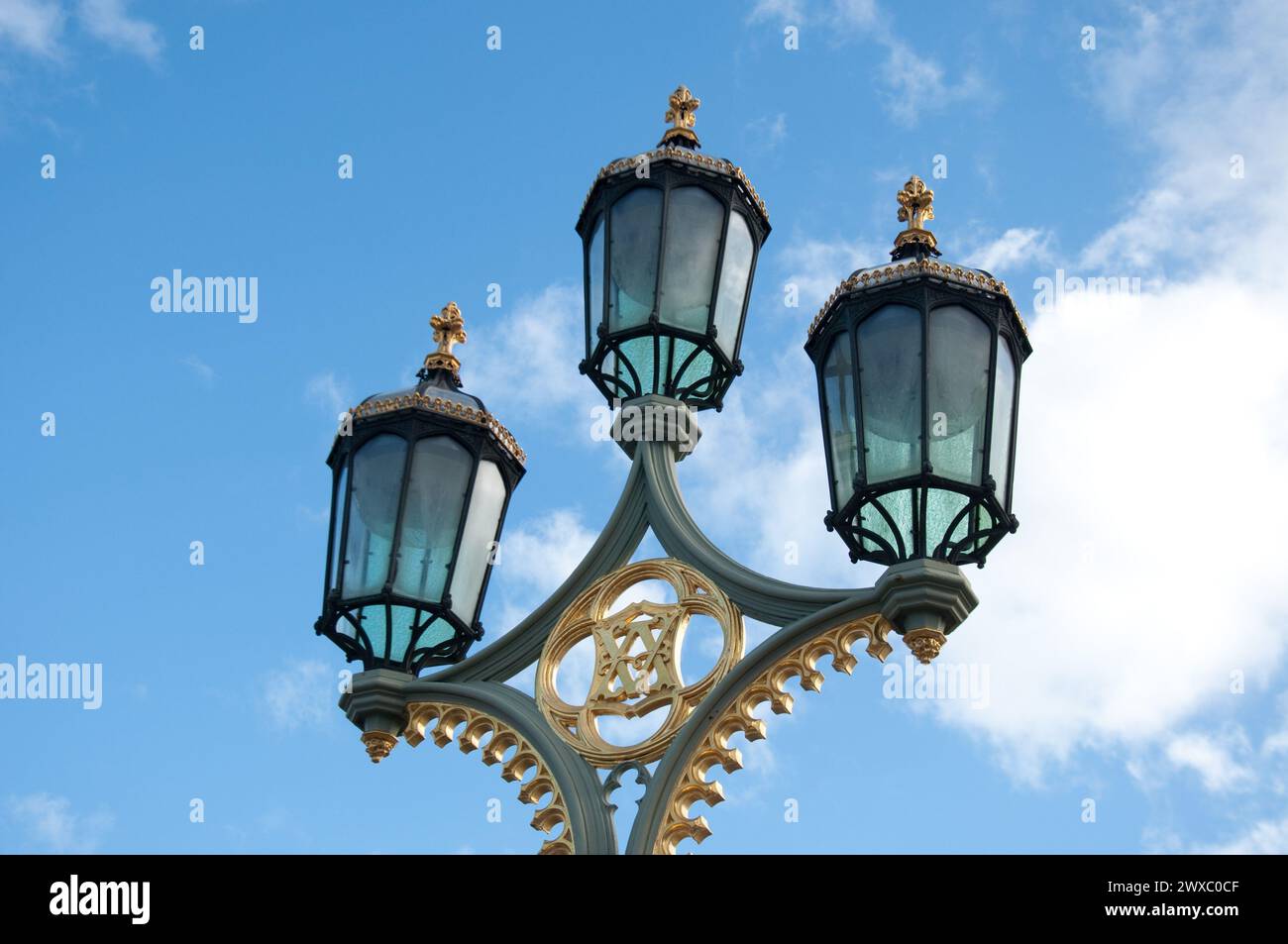 Lamp, Westminster Bridge, City of Westminster, Londra, Regno Unito Foto Stock