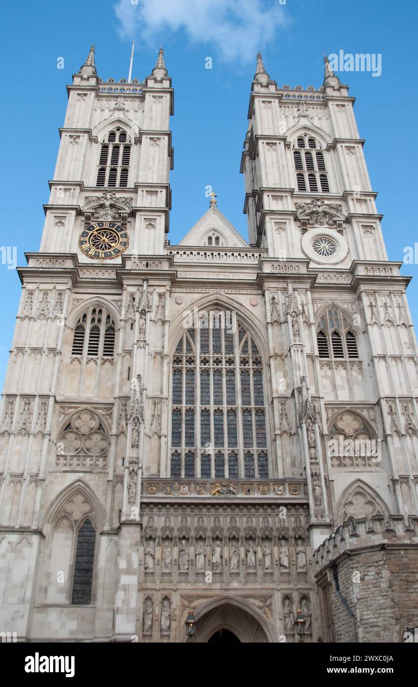 Facciata, Abbazia di Westminster, Westminster, Londra, Regno Unito Foto Stock