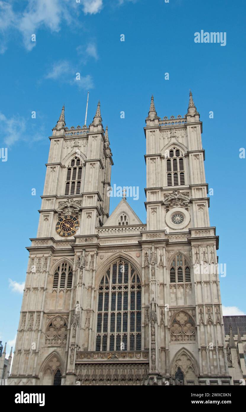 Facciata, Abbazia di Westminster, Westminster, Londra, Regno Unito Foto Stock