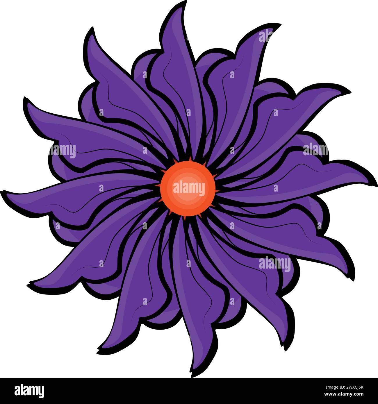 Immagine del fiore della ninfea blu, Illustrazione Vettoriale