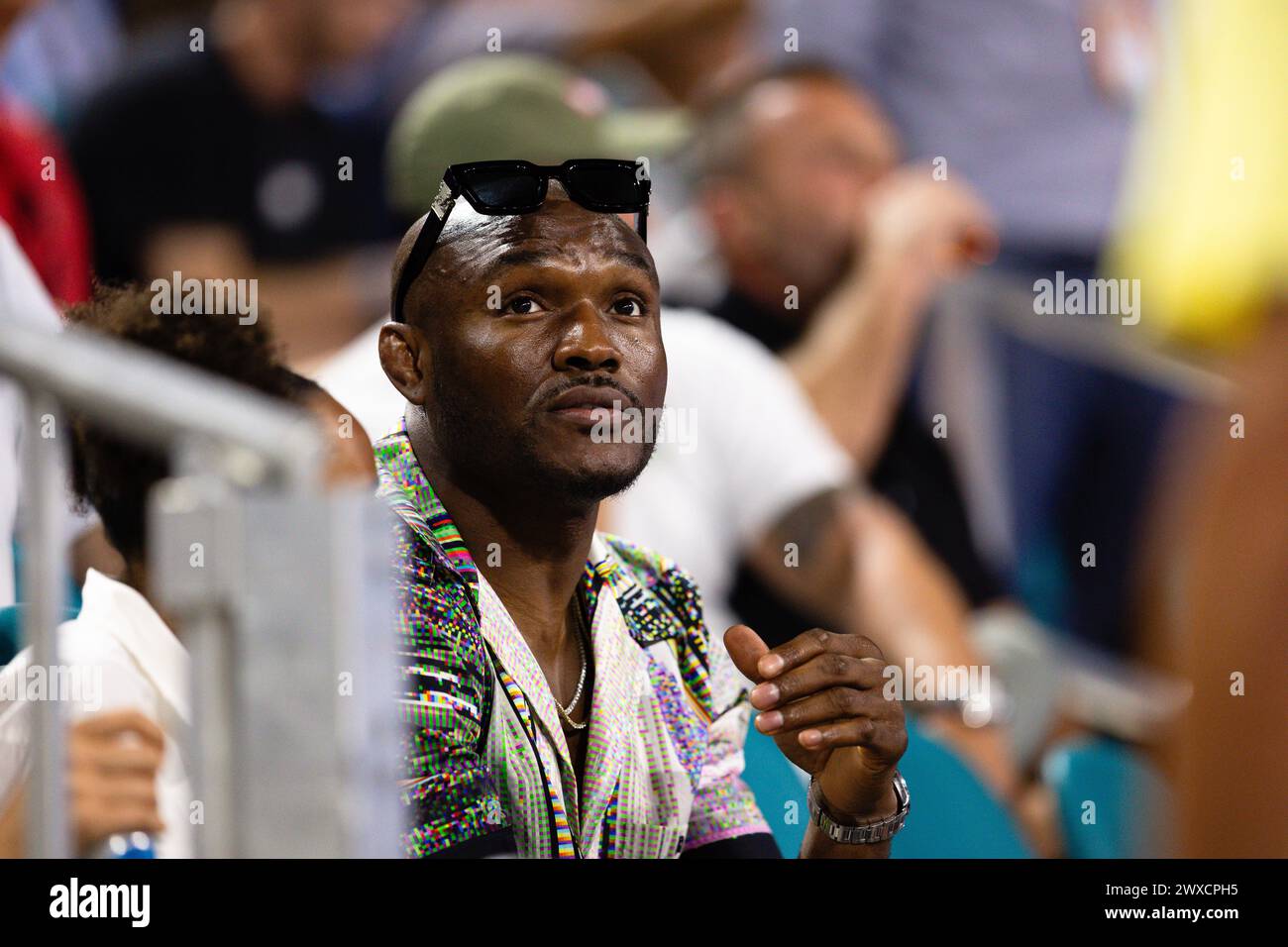 MIAMI GARDENS, FLORIDA - 29 MARZO: Kumaru Usman partecipa al 14° giorno del Miami Open all'Hard Rock Stadium il 29 marzo 2024 a Miami Gardens, Florida. (Foto di Mauricio Paiz) Foto Stock