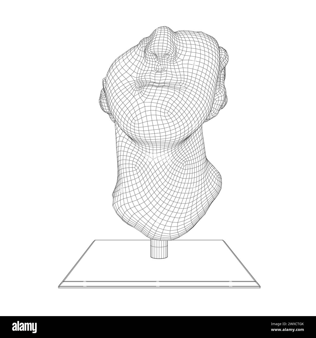 Antica scultura greca. Scultura a reticolo di mezza testa 3D. Illustrazione vettoriale. Illustrazione Vettoriale