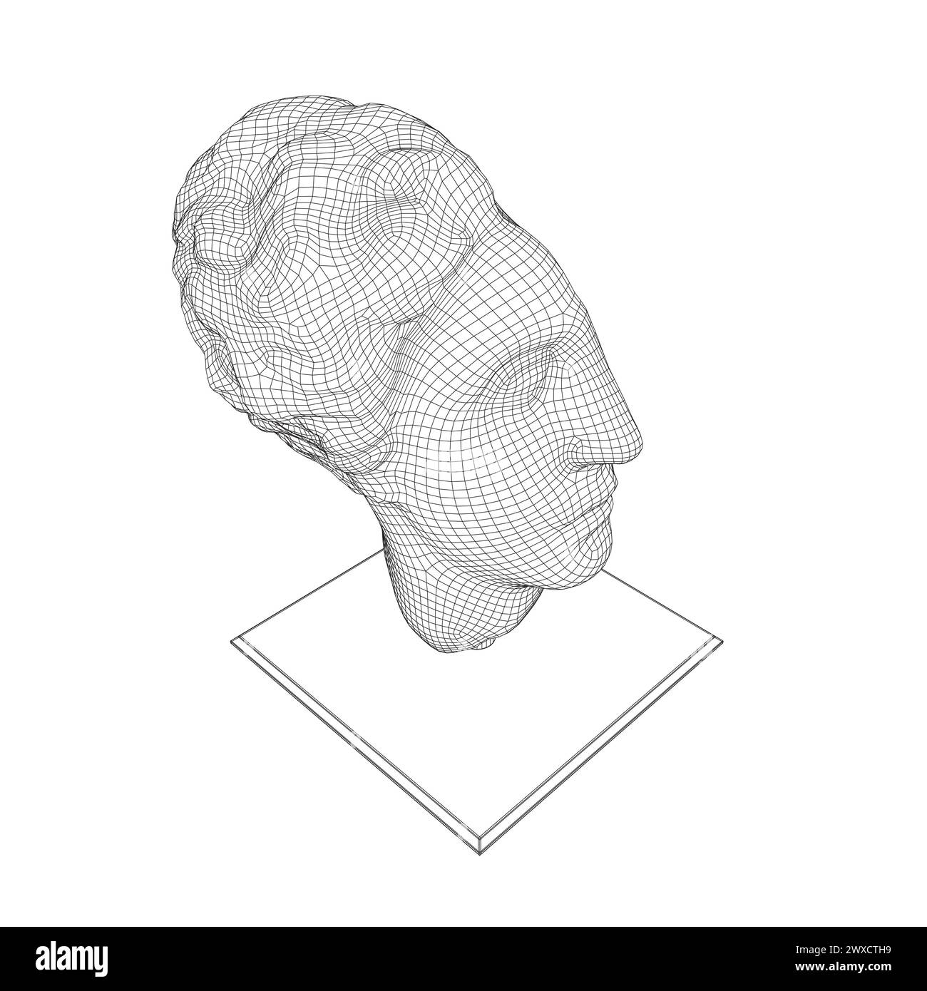 Antica scultura greca. Scultura a reticolo di mezza testa 3D. Illustrazione vettoriale. Illustrazione Vettoriale