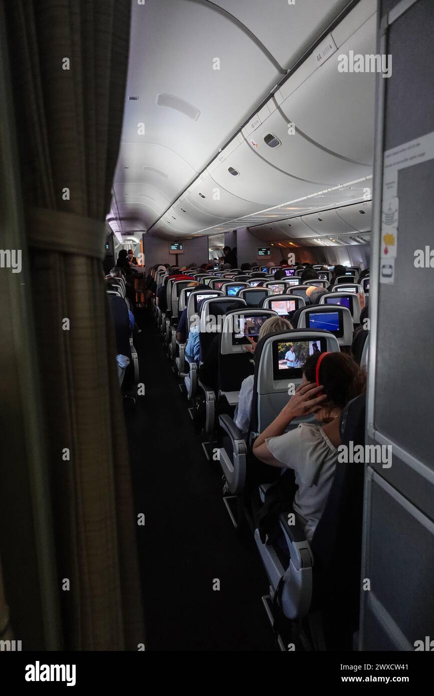 all’interno di un velivolo, a piena o quasi capacità Foto Stock