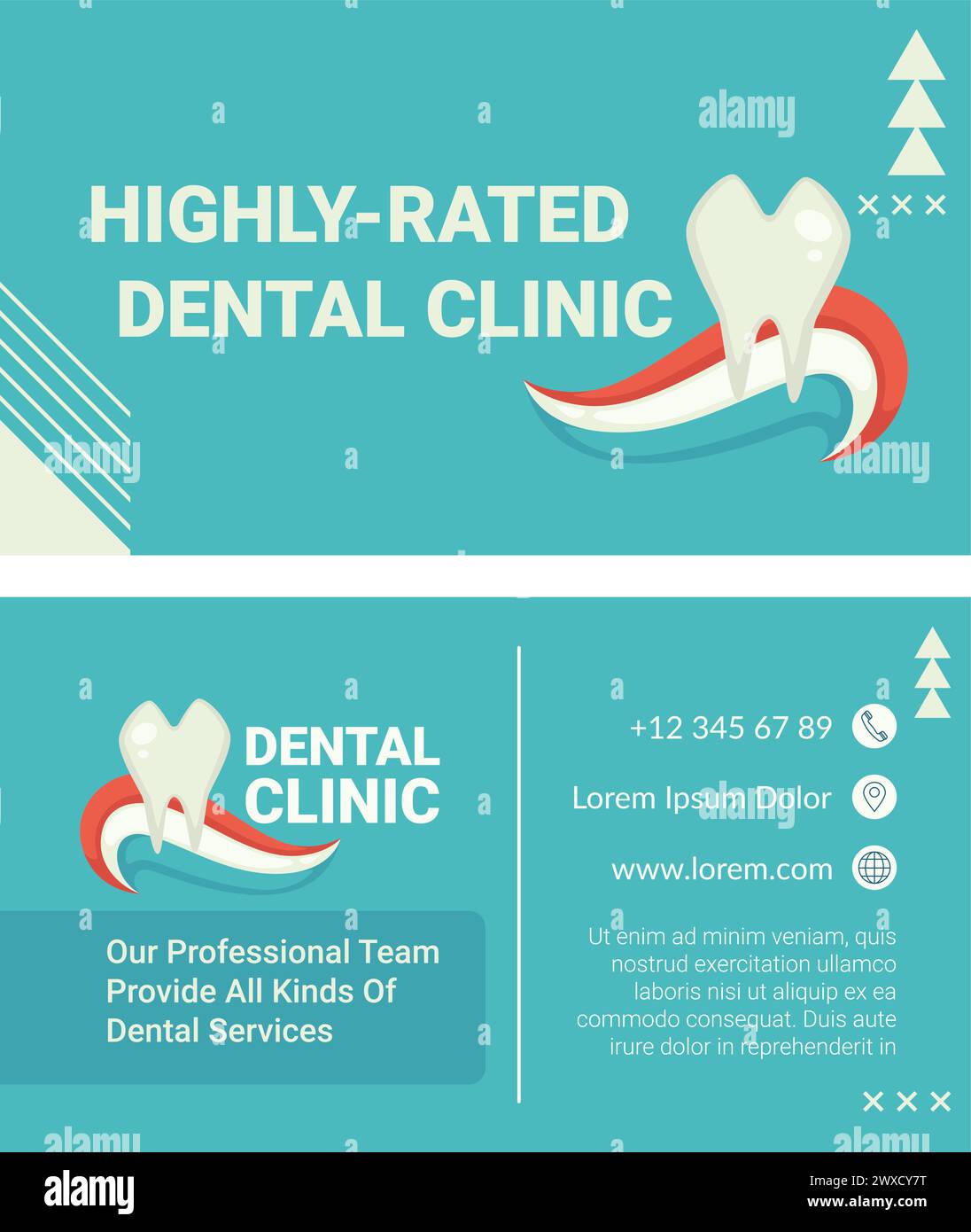 Clinica odontoiatrica sana, biglietto da visita info Illustrazione Vettoriale
