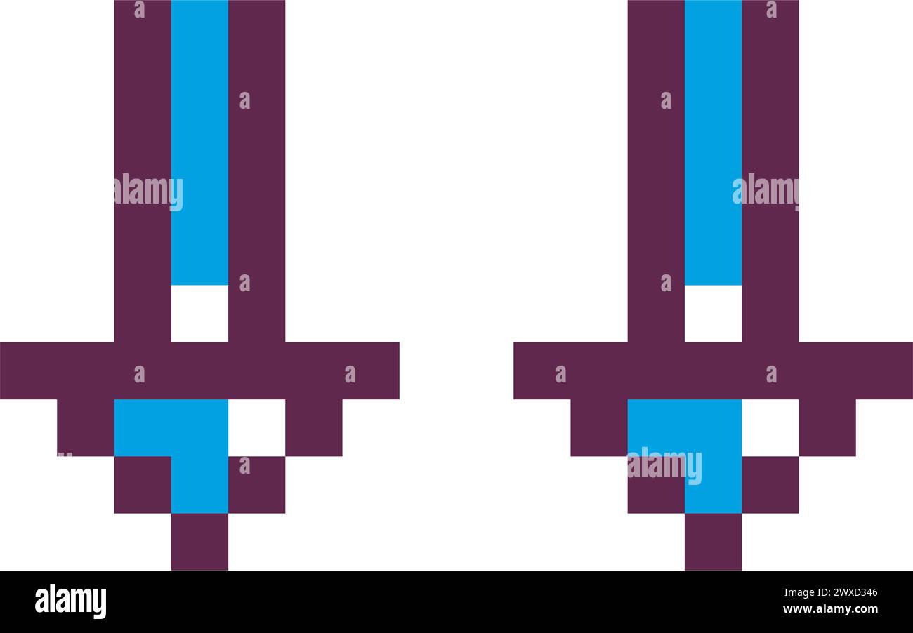 Frecce in pixel che mostrano in basso, direzione dei cursori Illustrazione Vettoriale