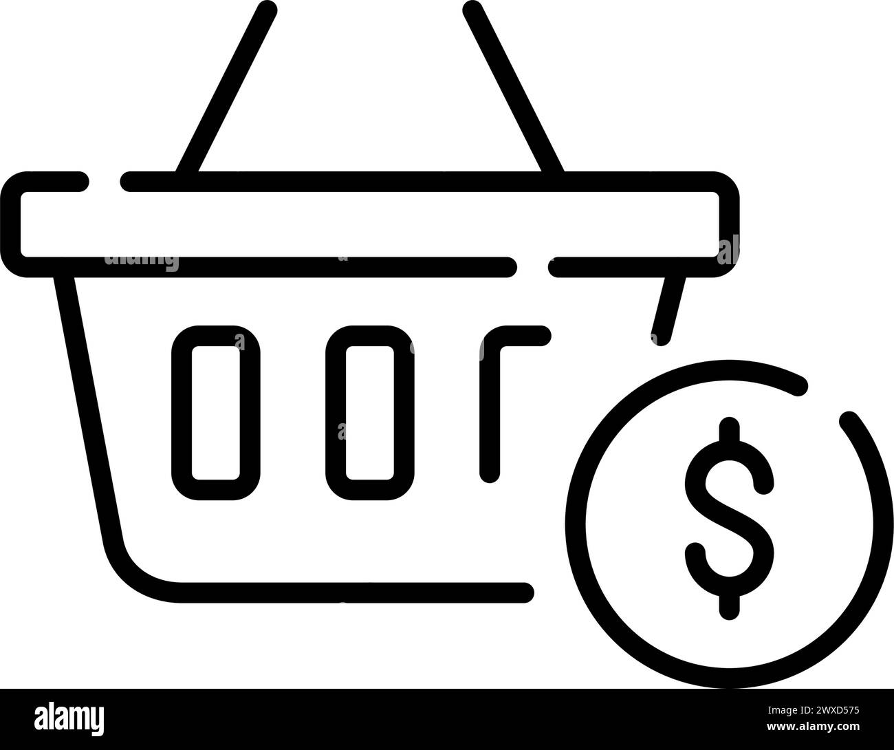 Carrello e simbolo del dollaro. Convenienza e convenienza per gli acquirenti, prezzi convenienti. Icona vettoriale Illustrazione Vettoriale