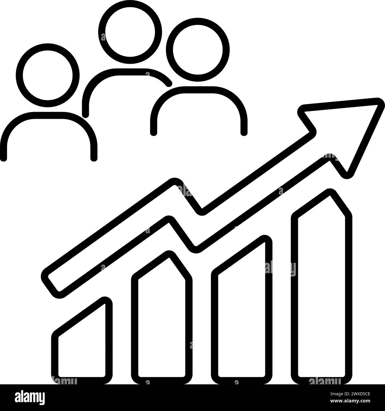 Icona crescente dei grafici a barre come concetto di business di sviluppo Illustrazione Vettoriale