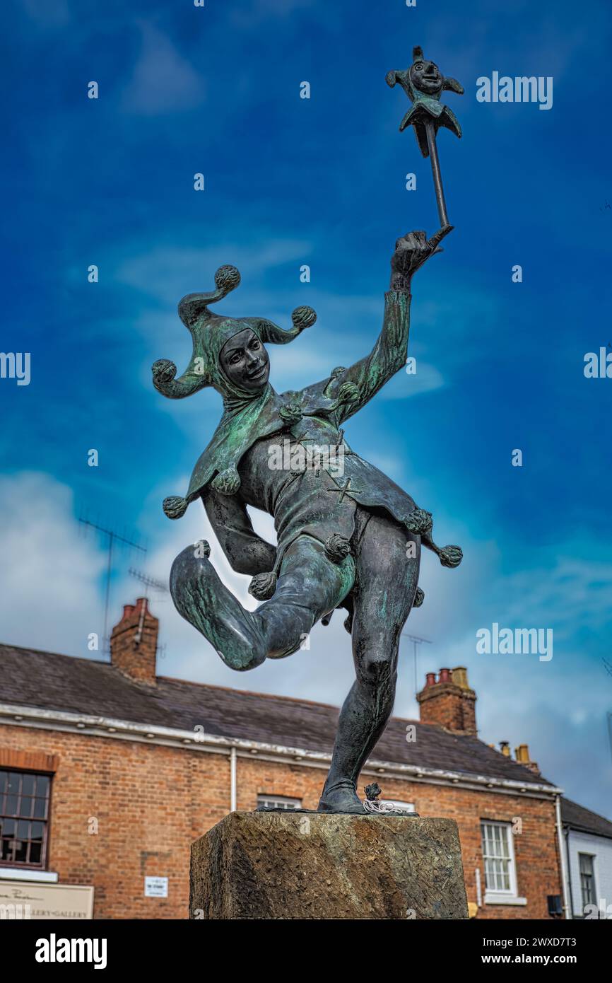 The Fool o Jester Statue a Stratford upon Avon, Warwickshire Foto Stock