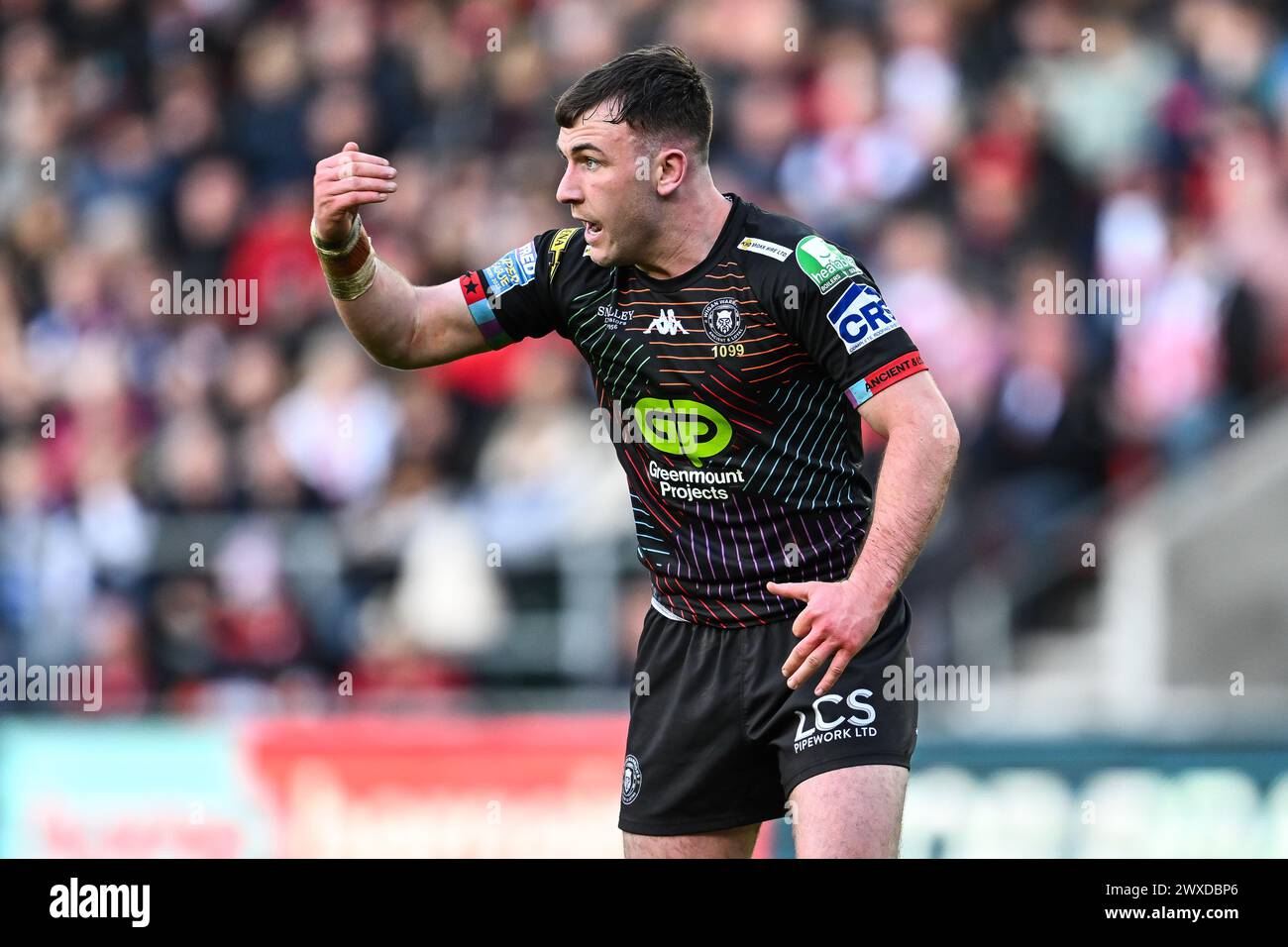 Alex Smith di Wigan Warriors dà istruzioni alla sua squadra durante la partita del 6° turno di Betfred Super League St Helens vs Wigan Warriors al Totally Wicked Stadium, St Helens, Regno Unito, 29 marzo 2024 (foto di Craig Thomas/News Images) Foto Stock