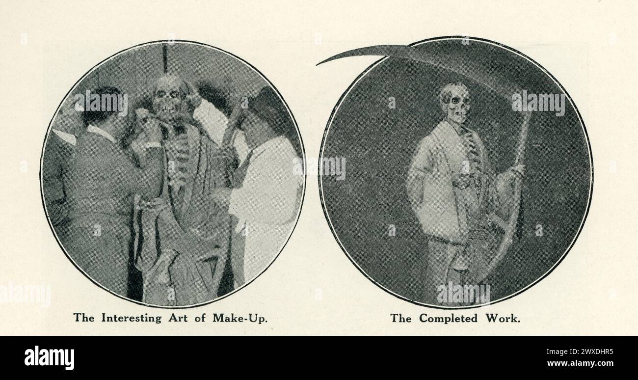 Preparare la figura della morte sul set schietto durante le riprese dalla pagina del programma britannico per METROPOLIS 1927 regista FRITZ LANG romanzo e sceneggiatura Thea von Harbou Universum Film (UFA) Foto Stock