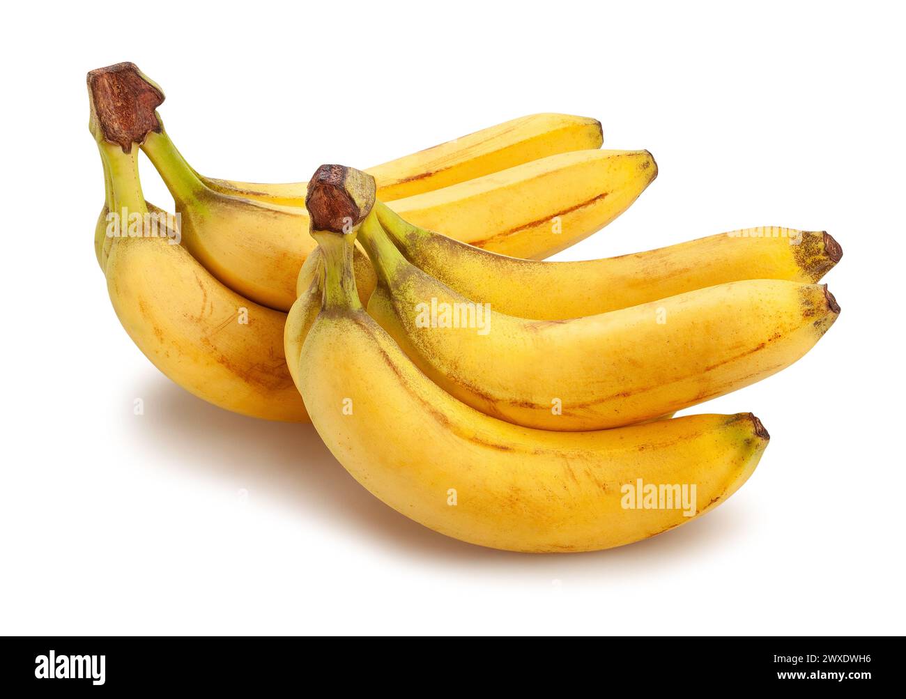 percorso del gruppo di banane isolato su bianco Foto Stock