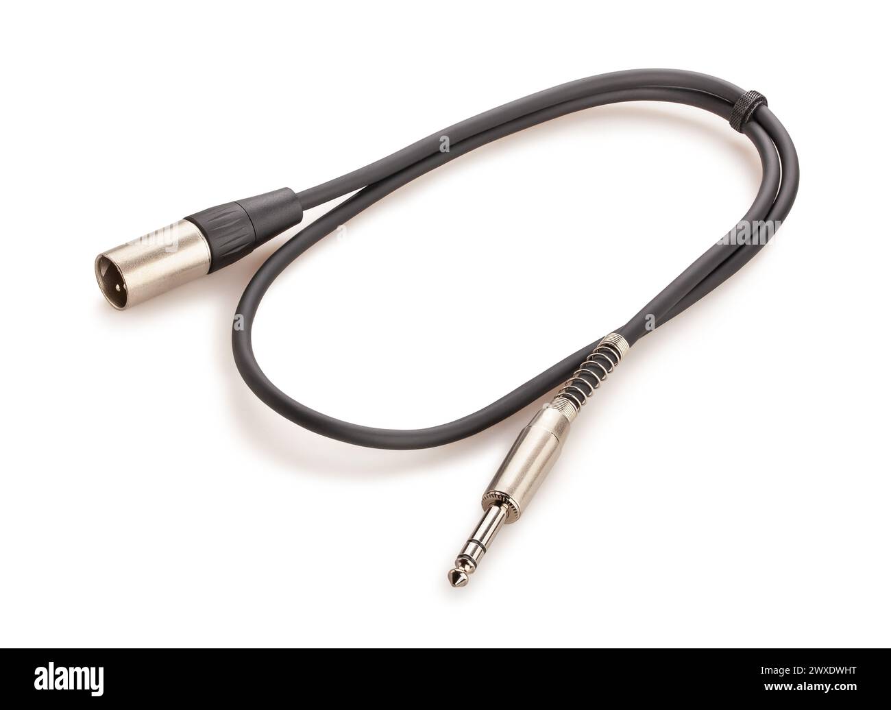 percorso del cavo audio xlr trs isolato su bianco Foto Stock