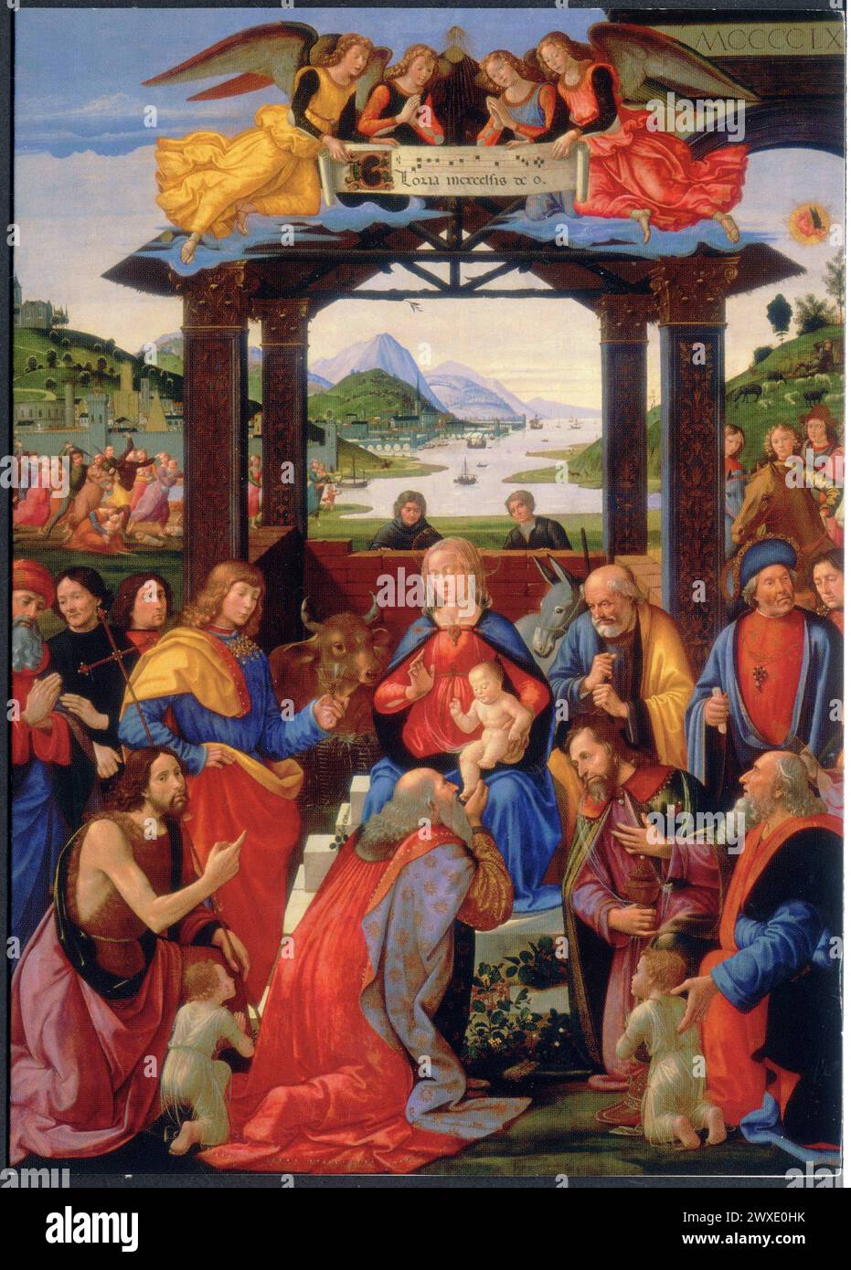 L'adoration des Mages,1485 par Domenico Ghirlandaio 1449-1494.Tempera sur bois 285 x 243 cm Foto Stock