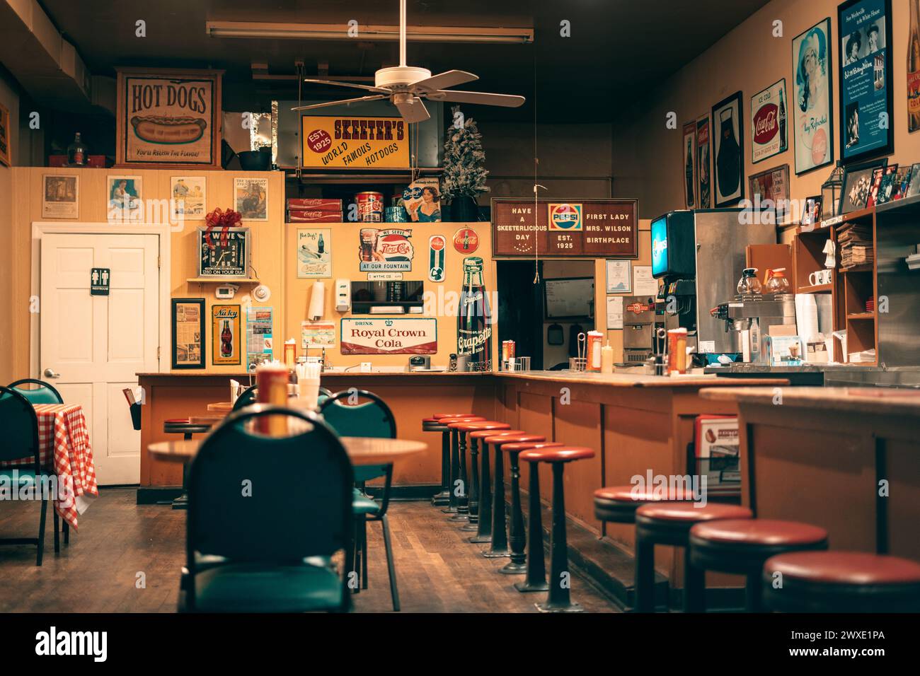Interni retrò di Skeeters, Wytheville, Virginia Foto Stock