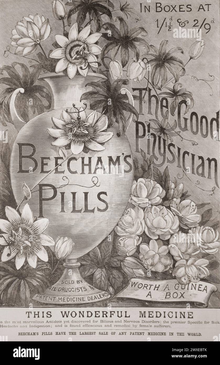 Pubblicità del XIX secolo per Beecham's Pills. Dal giornale Graphic Illustrated Weekly, stampato nel 1897. Foto Stock