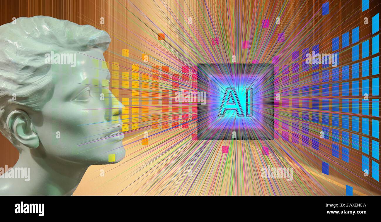 Foto simbolo, ai, ChatGBT, ai, OpenAI, chatbot, intelligenza artificiale, intelligenza artificiale, sistema IT, informatica, l'INTELLIGENZA ARTIFICIALE sta imparando Foto Stock