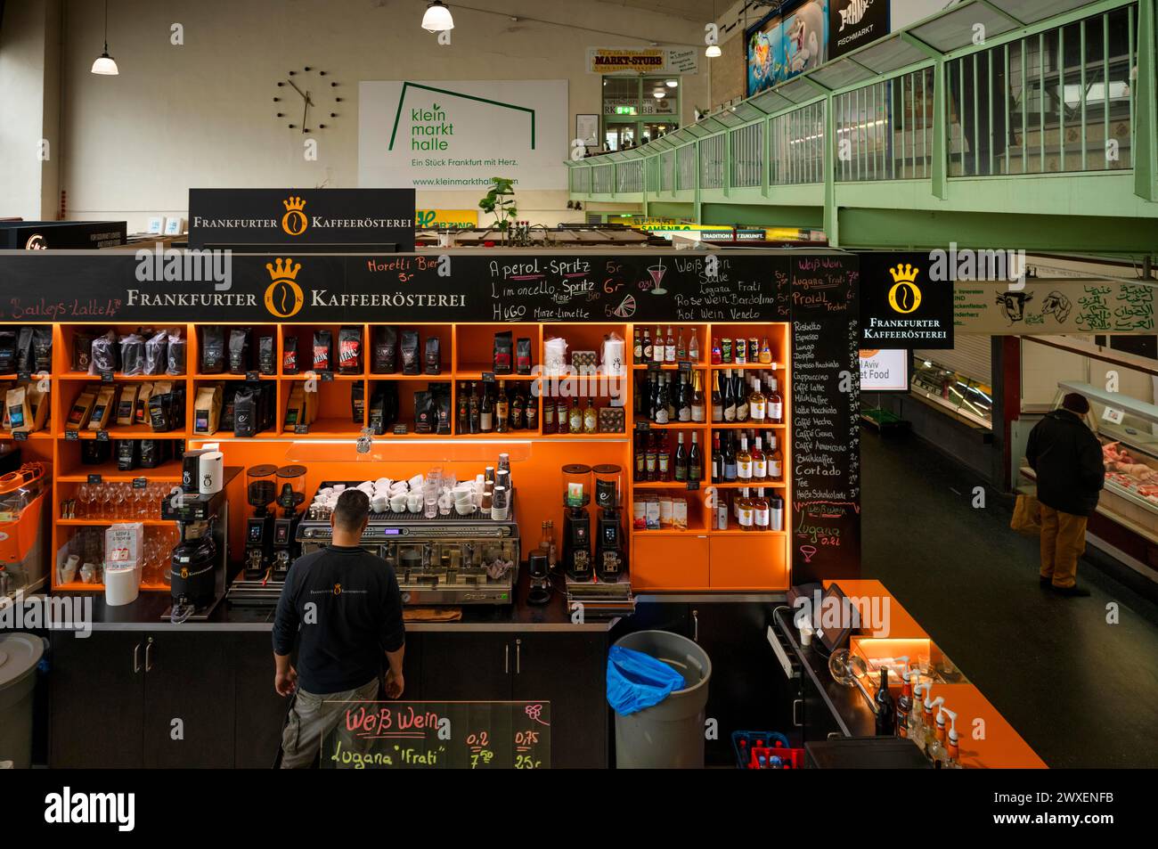 Frankfurt Coffee Roastery, Kleinmarkthalle, mercato coperto, Francoforte sul meno, Assia, Germania Foto Stock