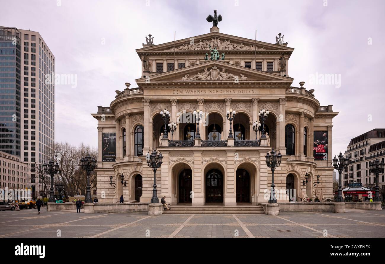 Storico Teatro dell'Opera, Opernplatz, Francoforte sul meno, Assia, Germania Foto Stock