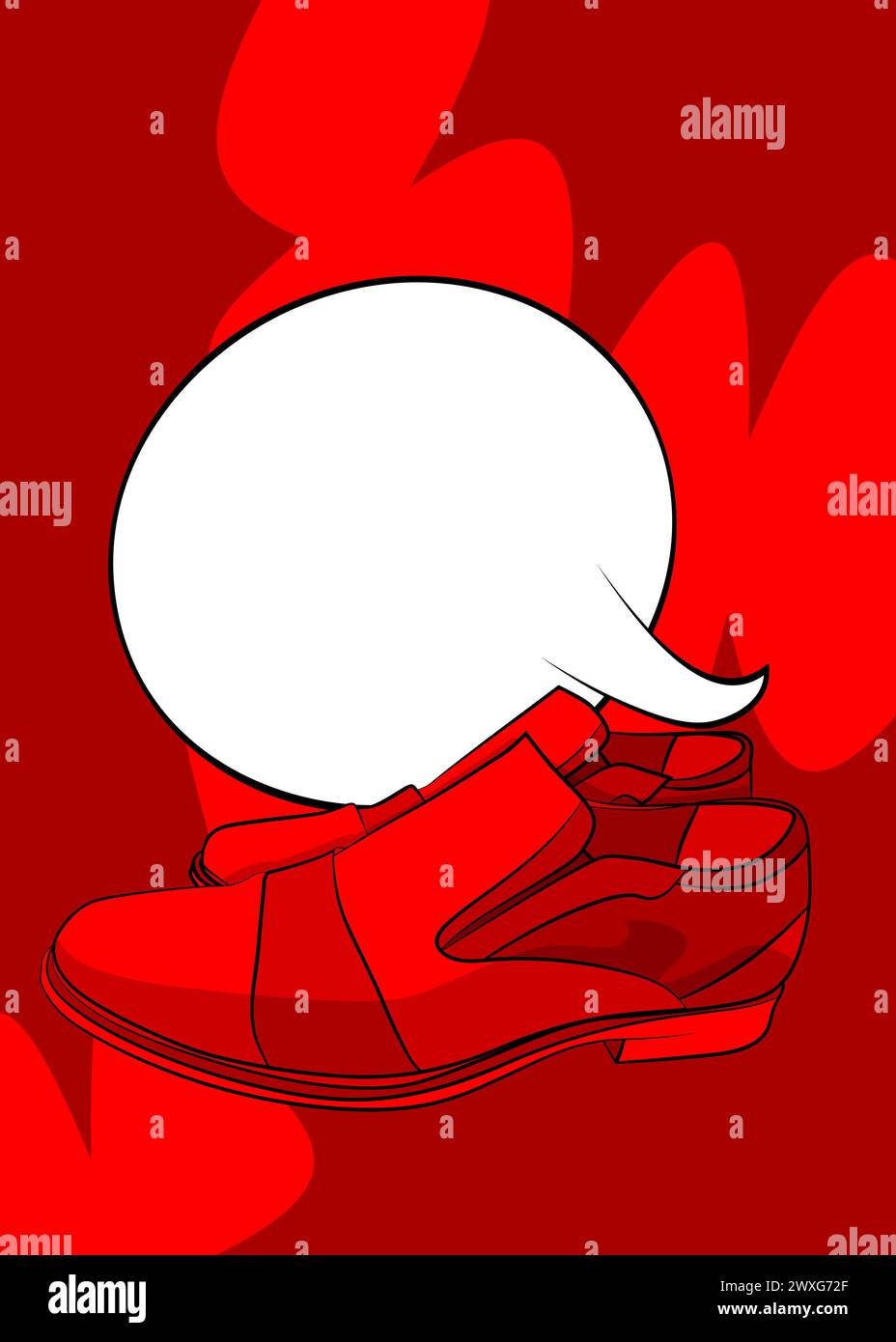 Cartoon Elegant Shoes con bolla vocale vuota, sfondo in pelle fumettistica. Fumetti vettoriali retrò e pop art. Illustrazione Vettoriale