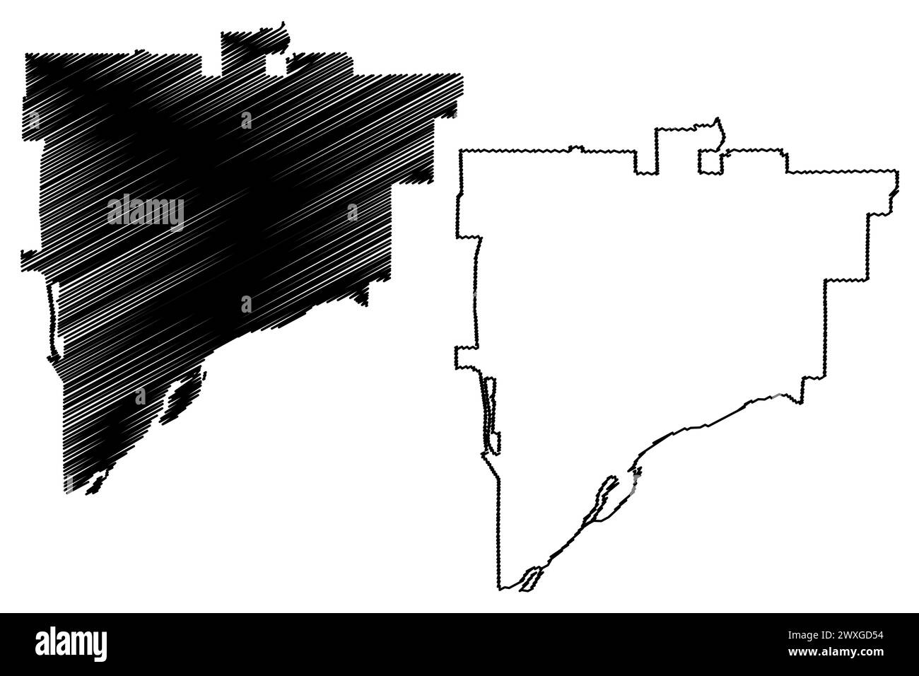 Davenport City, Iowa (città degli Stati Uniti, Stati uniti d'America, Stati uniti, città degli stati uniti) cartina illustrazione vettoriale, schizzo di scribble Mappa della città di Davenport Illustrazione Vettoriale