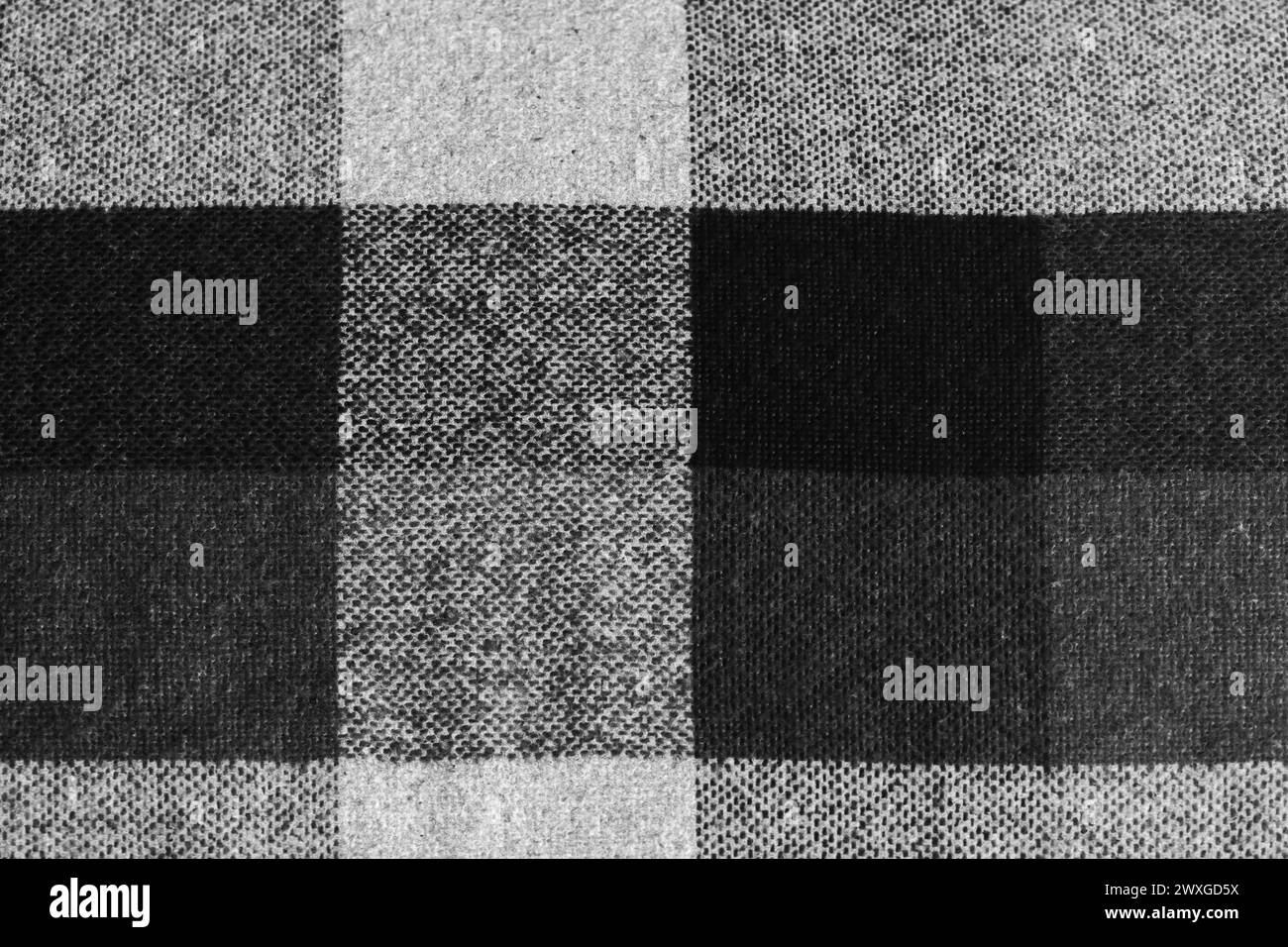 Tessuto bianco e nero a quadri sfondo texture tovaglia motivo astratto picnic Vintage Gingham a scacchi monocromatico. Foto Stock