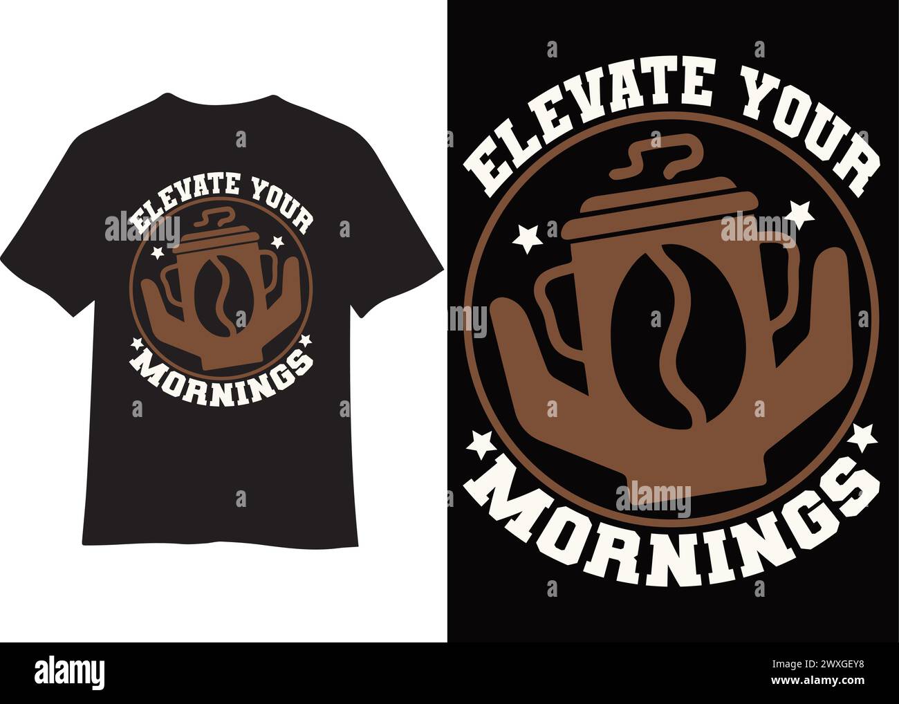 Esclusivo design a T-shirt per caffè Illustrazione Vettoriale