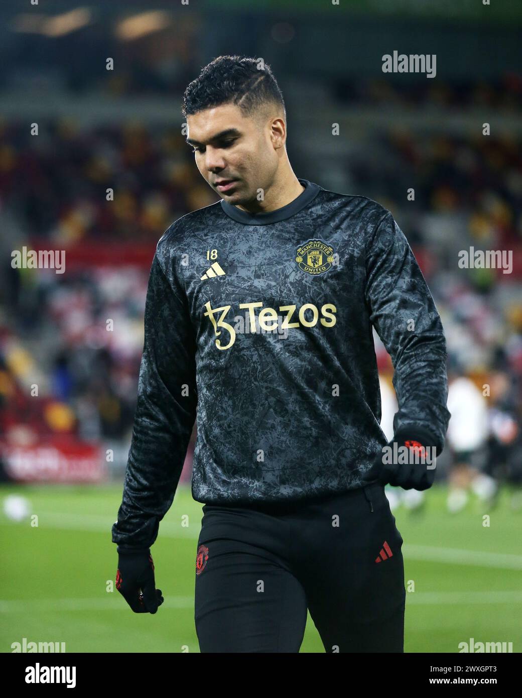 Londra, Regno Unito. 30 marzo 2024. Londra, 30 marzo 2024: Casemiro del Manchester United durante la partita di Premier League tra Brentford e Manchester United al GTech Community Stadium il 30 marzo 2024 a Londra, Inghilterra. (Pedro Soares/SPP) credito: SPP Sport Press Photo. /Alamy Live News Foto Stock