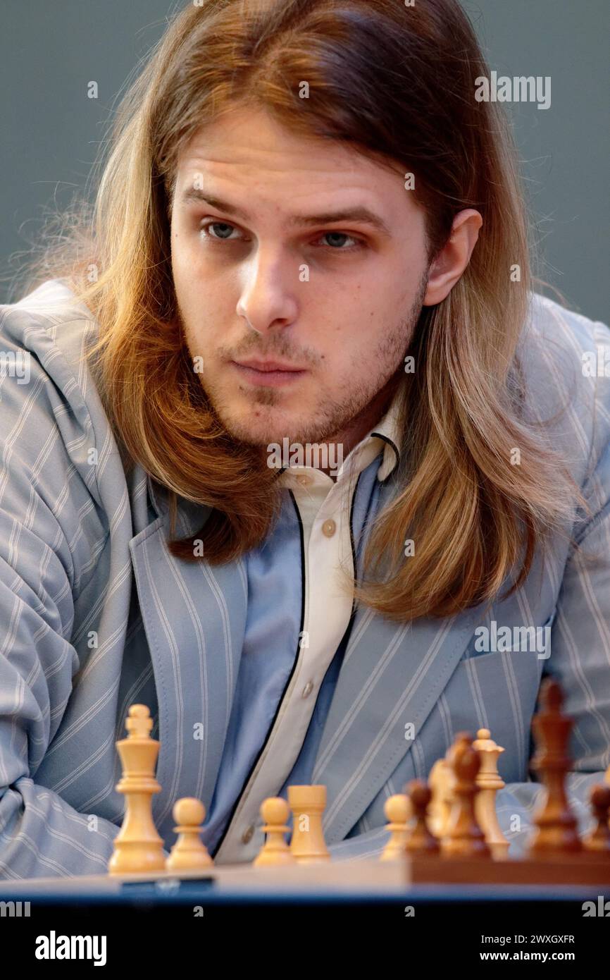 Richard Rapoort, HUN, al Grenke Chess Classic and Open 2024, Karlsruhe, Germania Foto Stock