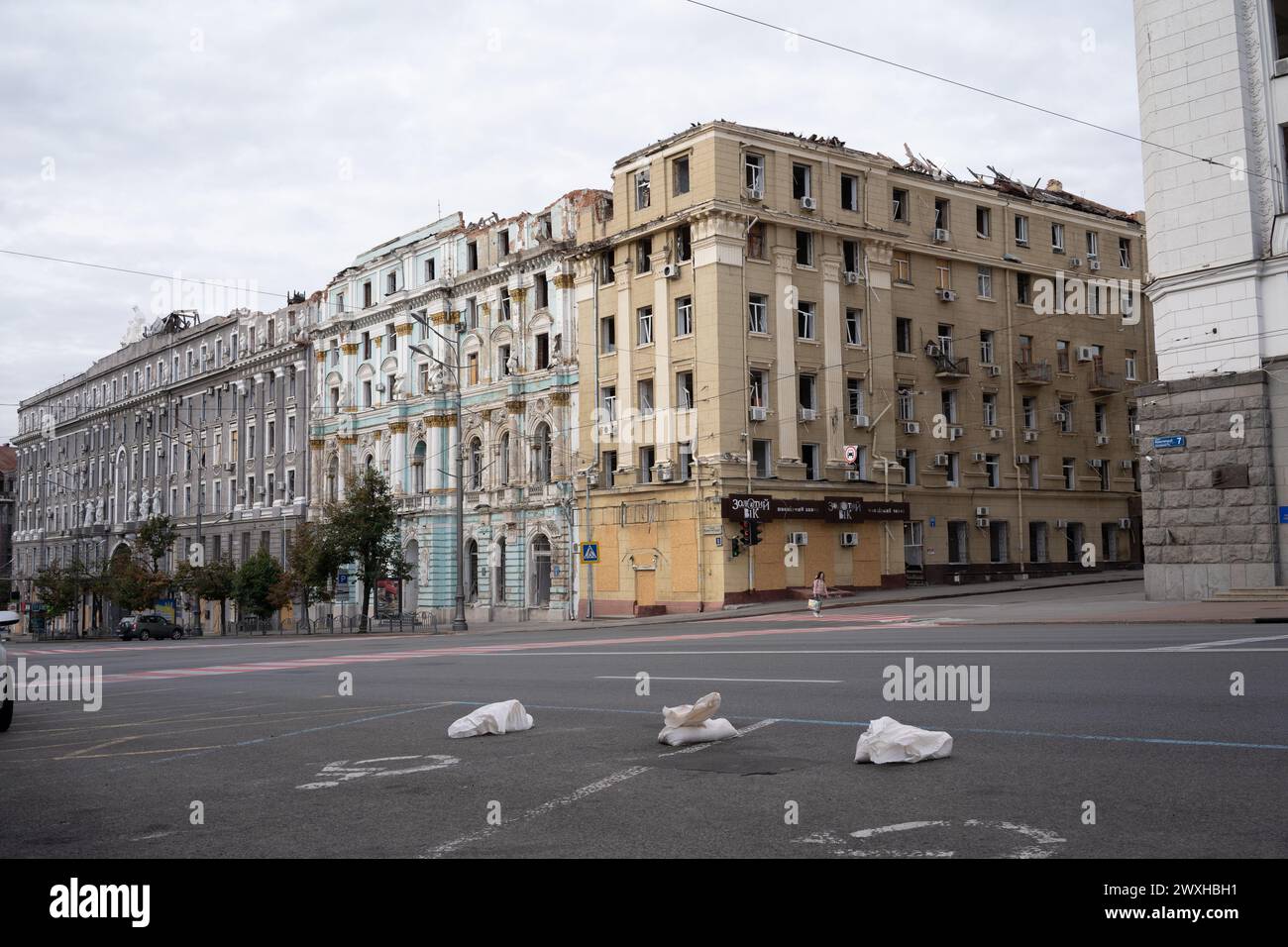 Distruzione a Charkiv, Ucraina Foto Stock