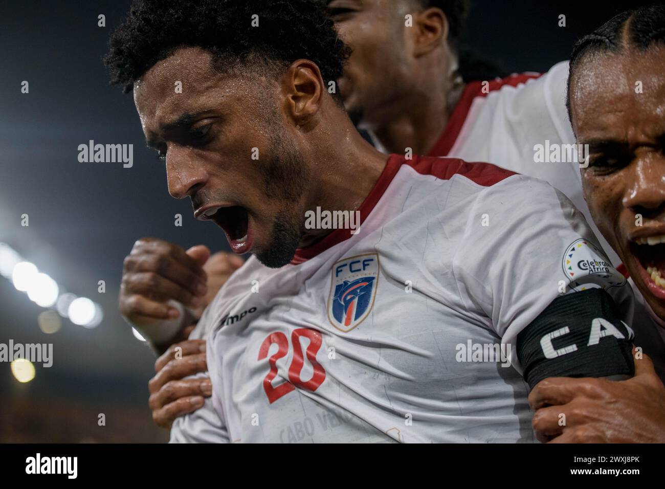 ABIDJAN, COSTA d'AVORIO - GENNAIO 29; Capo Verde festeggia il gol durante la partita TotalEnergies Caf Africa Cup of Nations (Afcon 2023) tra Capo Ver Foto Stock